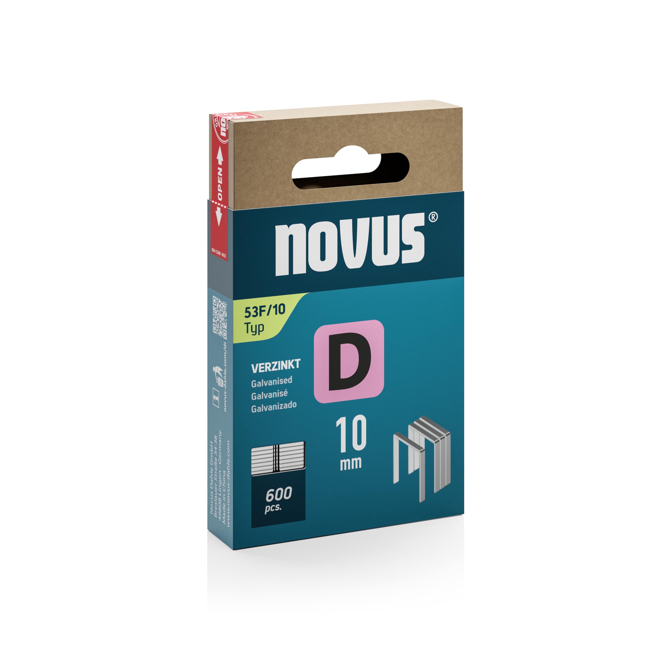 Novus Tools 042-0790 Flat Wire Clamp D Staple Type 53F, Grey, 10 mm