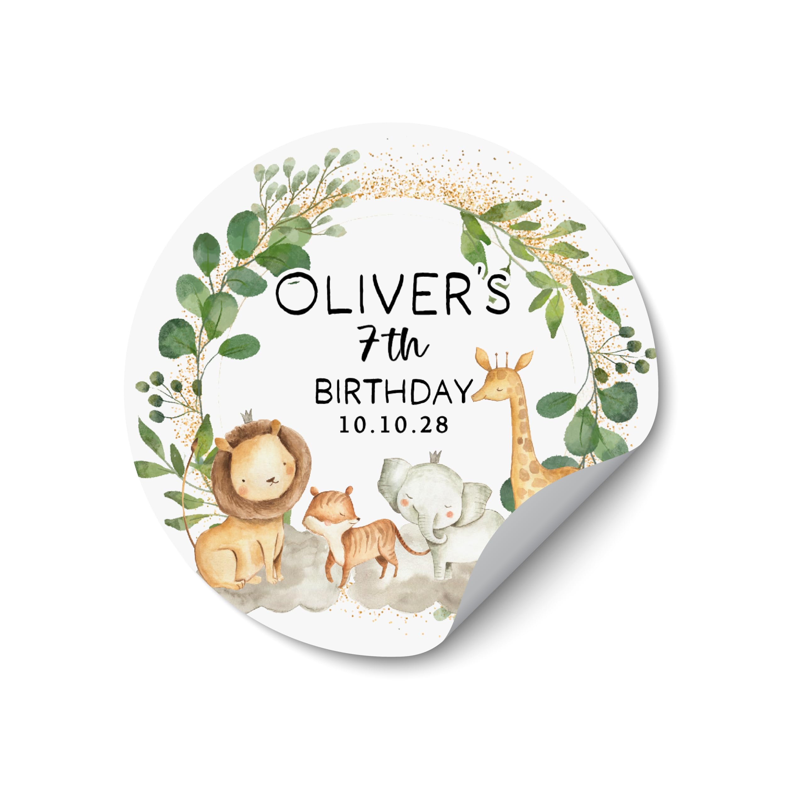 Safari Birthday Party Stickers, Personalised Safari Animal Party Labels, Jungle Safari Favour Stickers, Wild Animal Thank You Seals - BD23