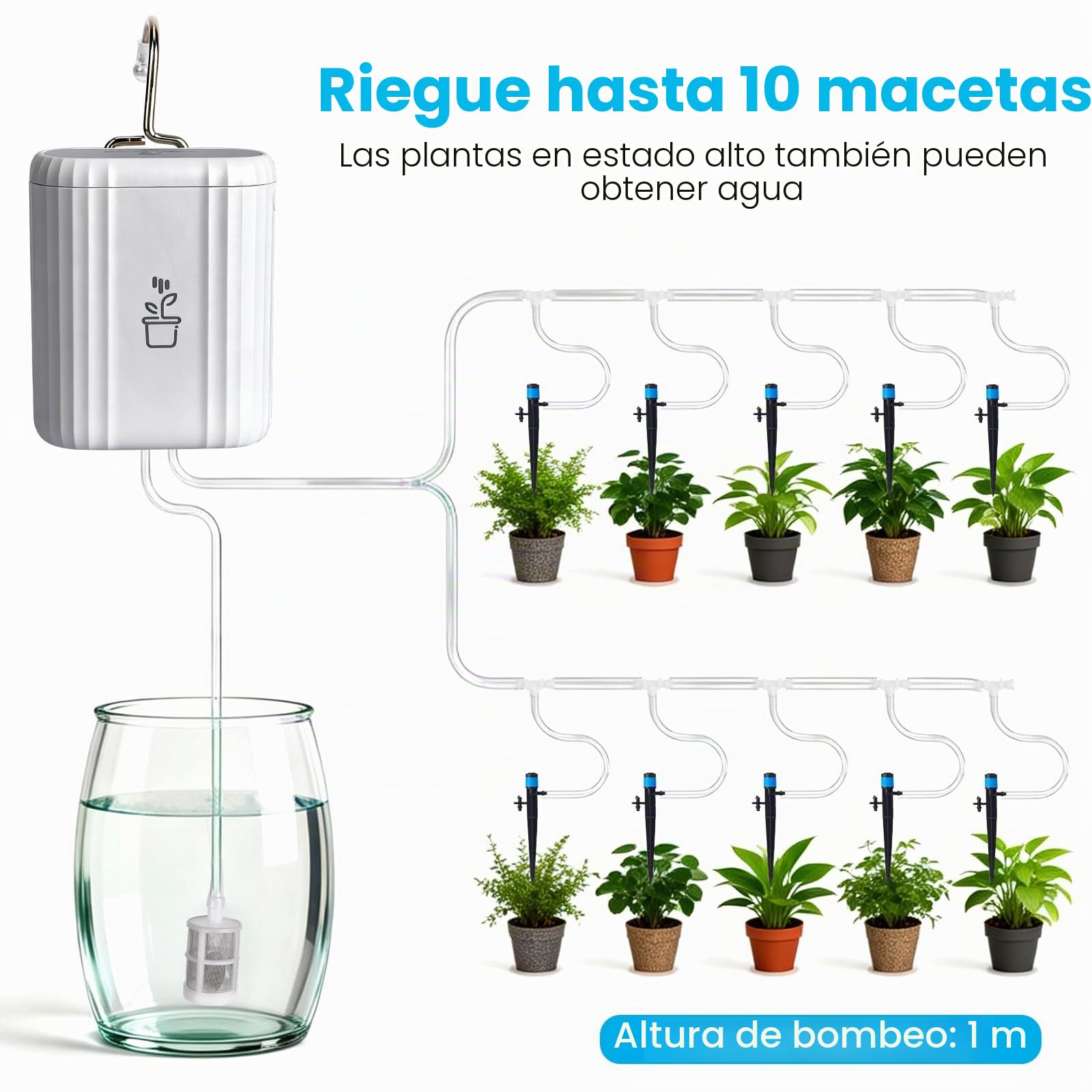Sistema De Riego Automático Wifi, Sistema De Riego Automático De Plantas En Macetas En Interiores Controlado Por App, Kit De Riego Por Goteo DIY, Con Alarma De Escasez De Agua, Cronómetro Programable
