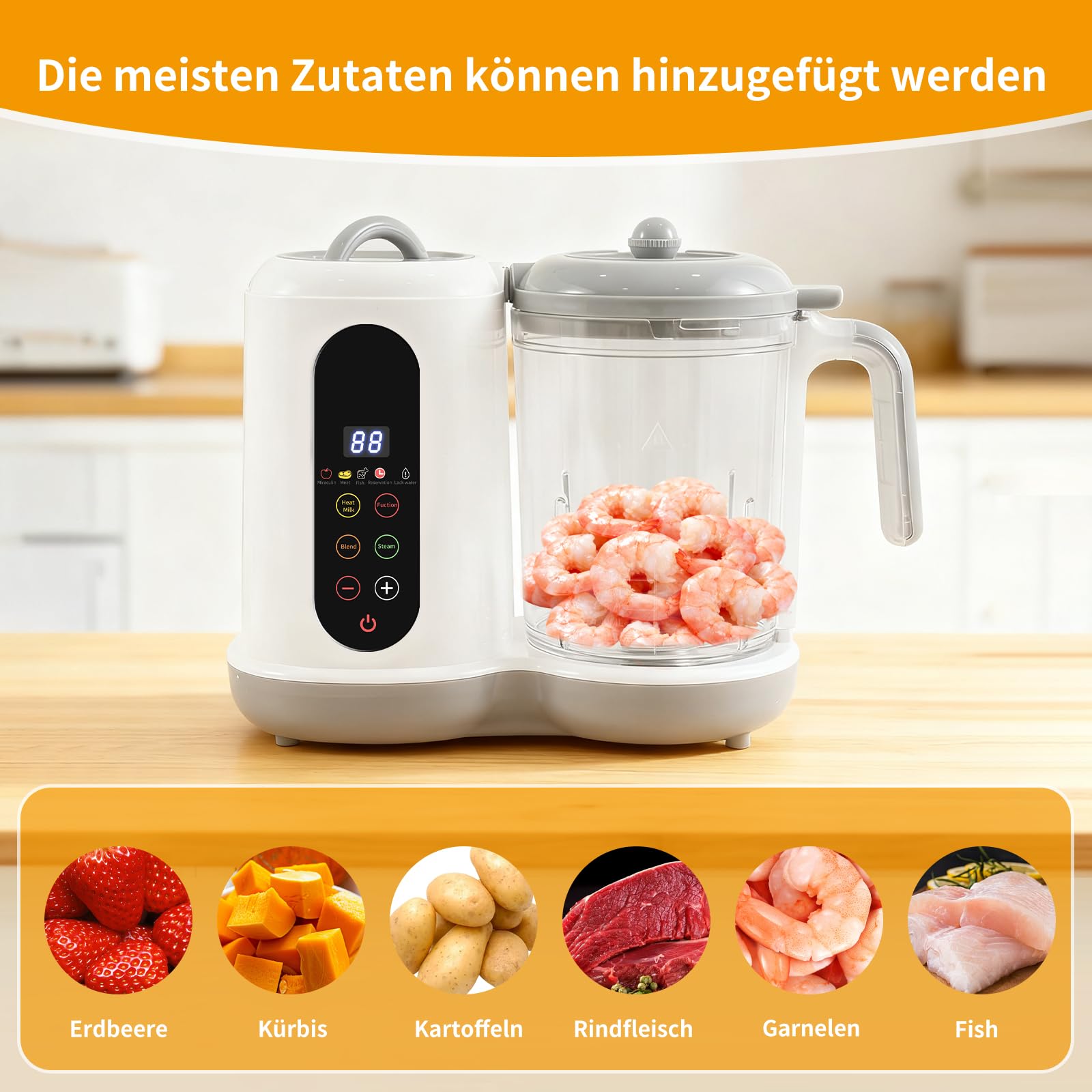 Machine à aliments pour bébé - 400 ml - Cuiseur vapeur - Avec modes prédéfinis - 4 menus - Cuisson et broyage automatiques - Auto-nettoyage - Contrôle tactile