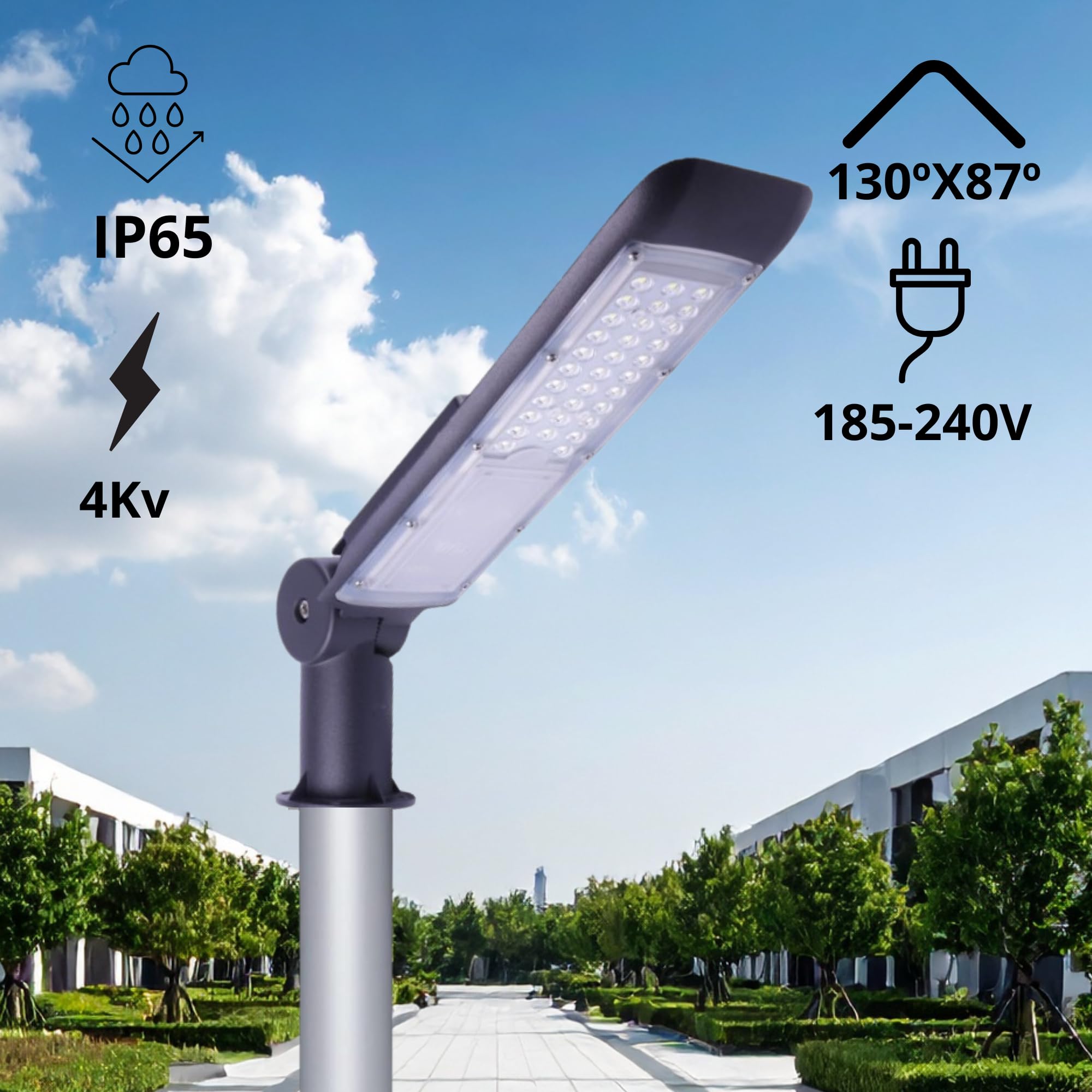 Jandei - Farola LED de Gran Potencia, 50W en Blanco Frío 6000K, 5000 Lúmenes, Driver con Protección 4kV, Factor de Potencia 0,95. Intalación Exterior y Interior.