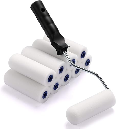 Miniatura 2 de Rodillo de pintura de espuma, marco de rodillo con mini cubierta de rodillo de pintura de 4 pulgadas con extremos cubiertos de espuma, juego de