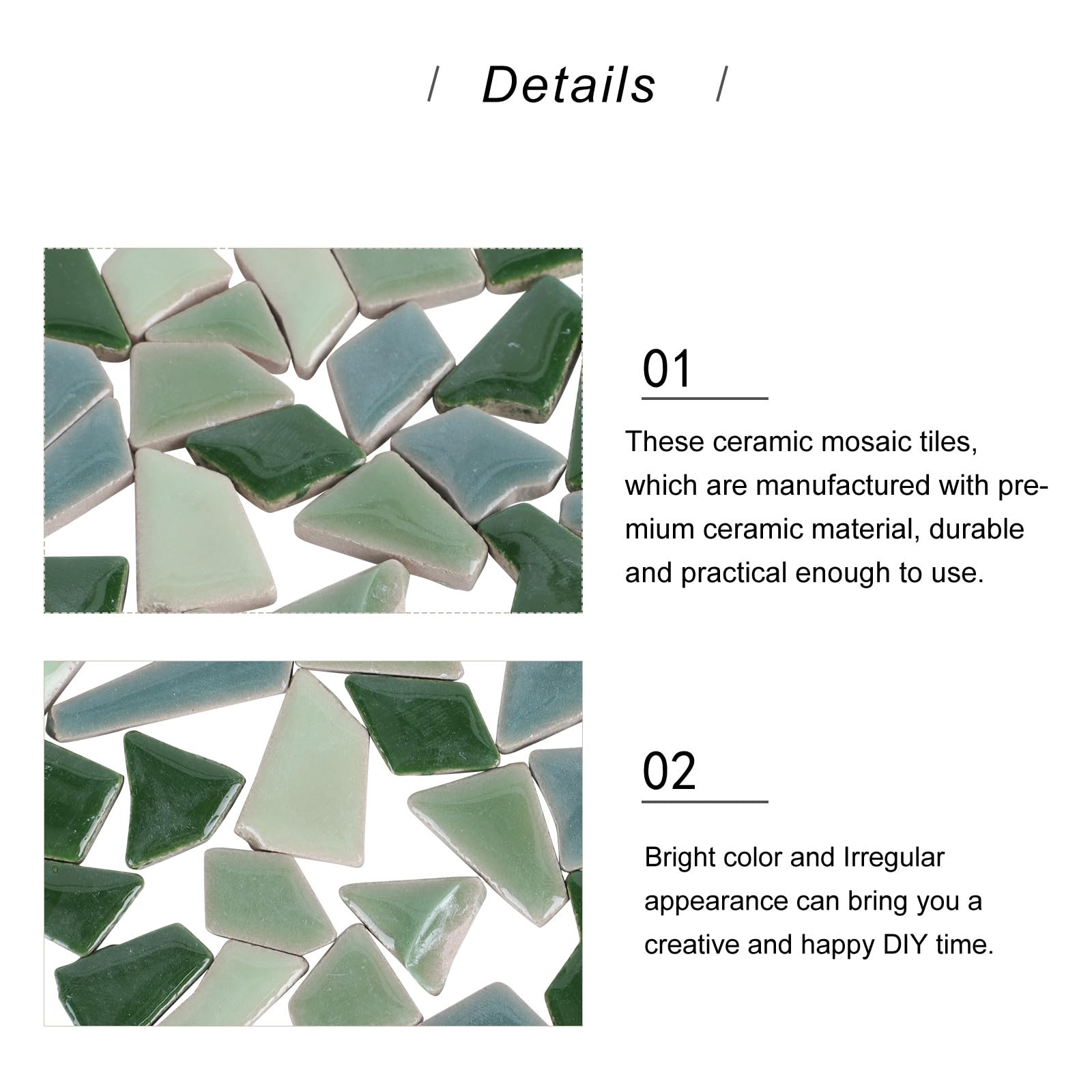 Artibetter Piastrelle di Mosaico Fai da Te 500g in Ceramica Bordi Uniformi e Aspetto Irregolare, Materiale Sicuro per Decorazioni Artistiche a Casa o Giardino