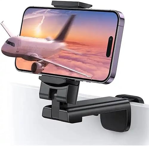 Qrion Soporte para teléfono de avión, manos libres, rotación de 360 grados. Esenciales universales de viaje en vuelo para volar accesorio de viaje