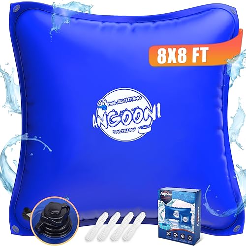 Miniatura 9 de Almohada de piscina resistente de 4 x 4 pies con cuerdas de 4 x 20 pies, almohadas de PVC de 0.016 in de grosor para invierno con válvula de inflado
