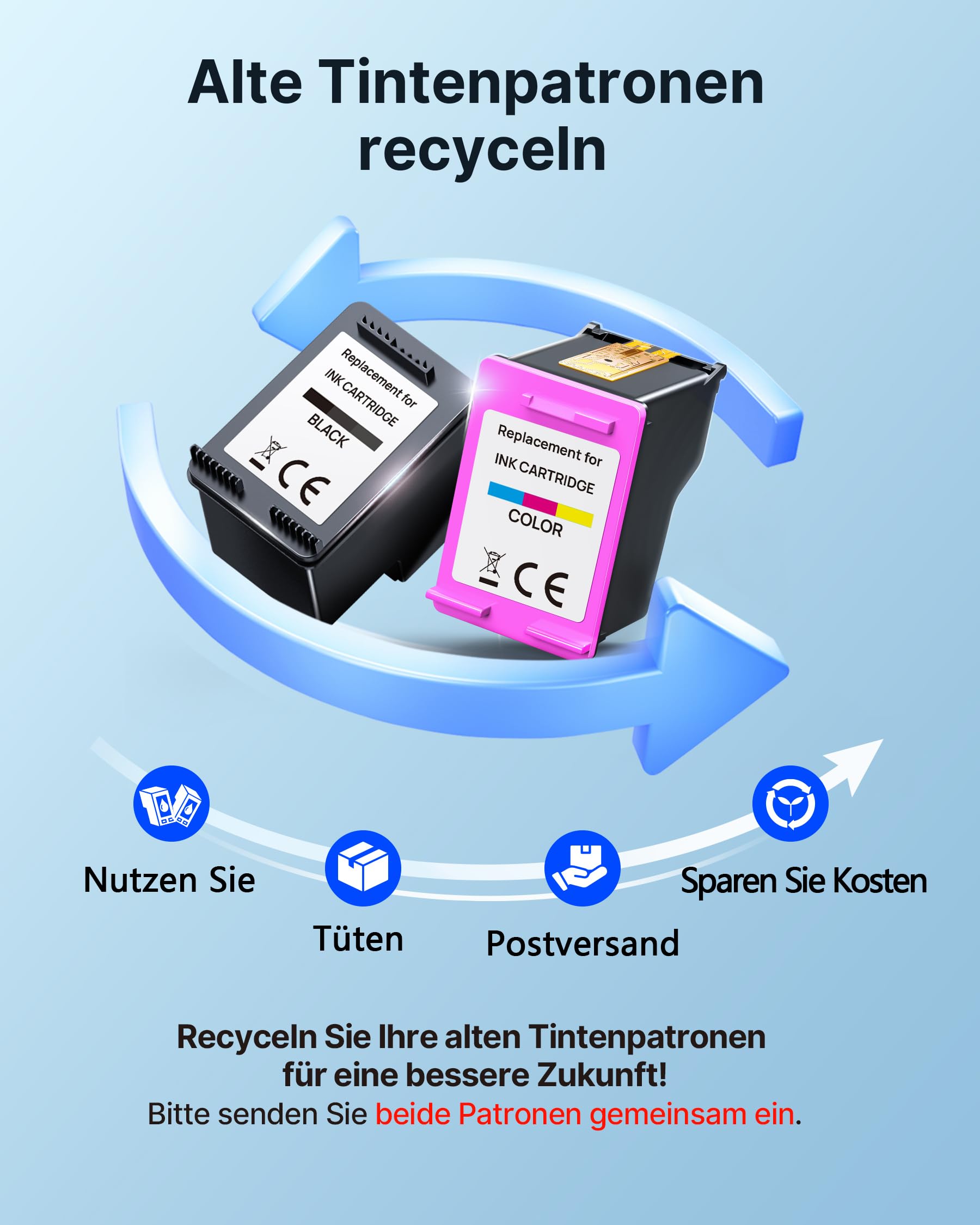 Tintenpatronen 540XL 541XL Multipack Ersatz für Canon Druckerpatronen 540 541 PG540 CL541 PG-540XL CL-541XL für Pixma TS5150 TS5100 MG3650s TS5151 MG3600 MX475 MG4250 MG3650, 1 Schwarz 1 Farbe