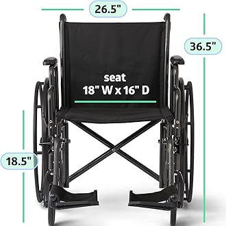 Medline Wheelchair, Desk-Length Arms and Swing-Away Leg Rests, 18" x 16" Seat (W x D)