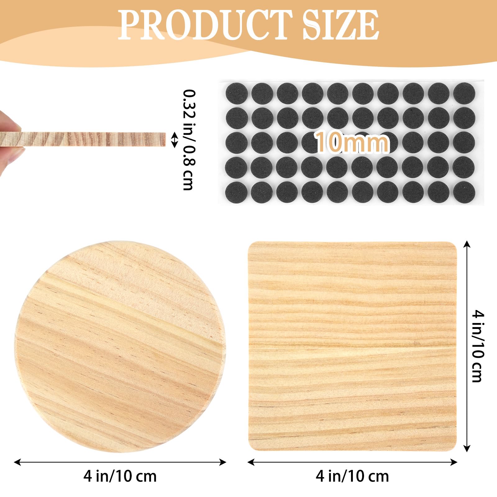 RETON 24 piezas posavasos madera cuadrados 4 pulgadas con 100 almohadillas suaves para bebidas grabado láser