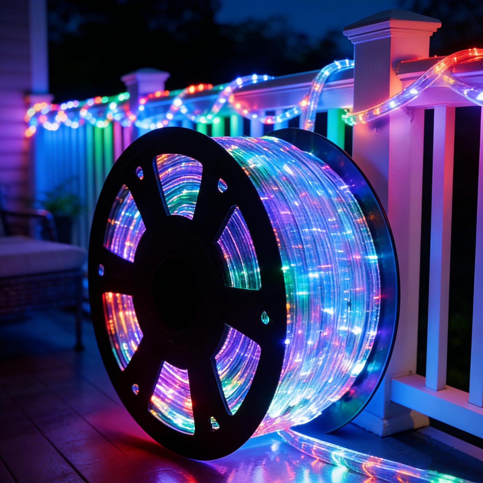 Cuerda de luces LED de 100 pies, cortable y conectable, impermeable, iluminación decorativa para interior/exterior, cubierta, patio, jardín, fiesta y decoraciones de Navidad (multicolor)