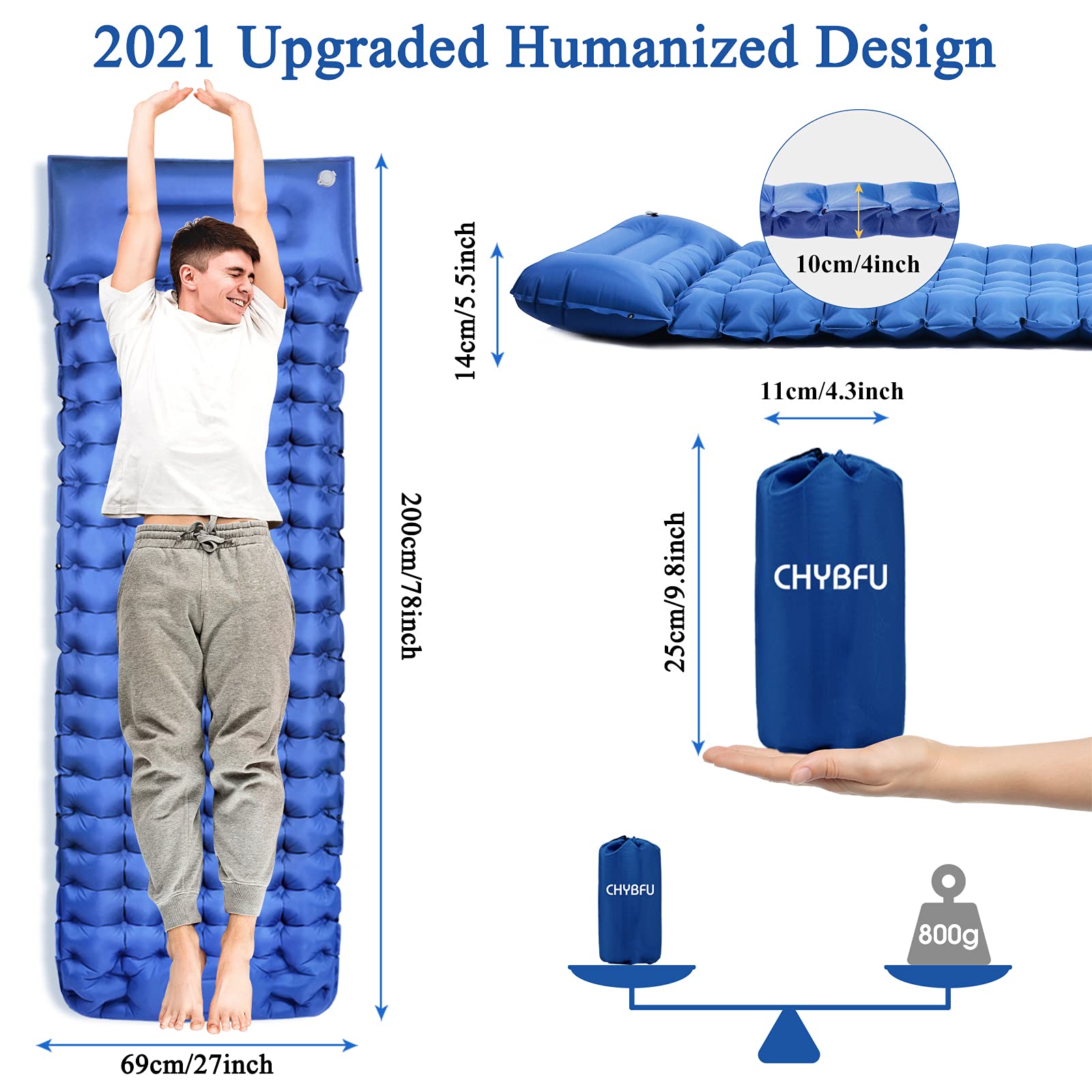 Materassino Da Campeggio Gonfiabile UOUNE | Doppia Faccia Blu+Verde | Impermeabile E Compatto - Foto 7