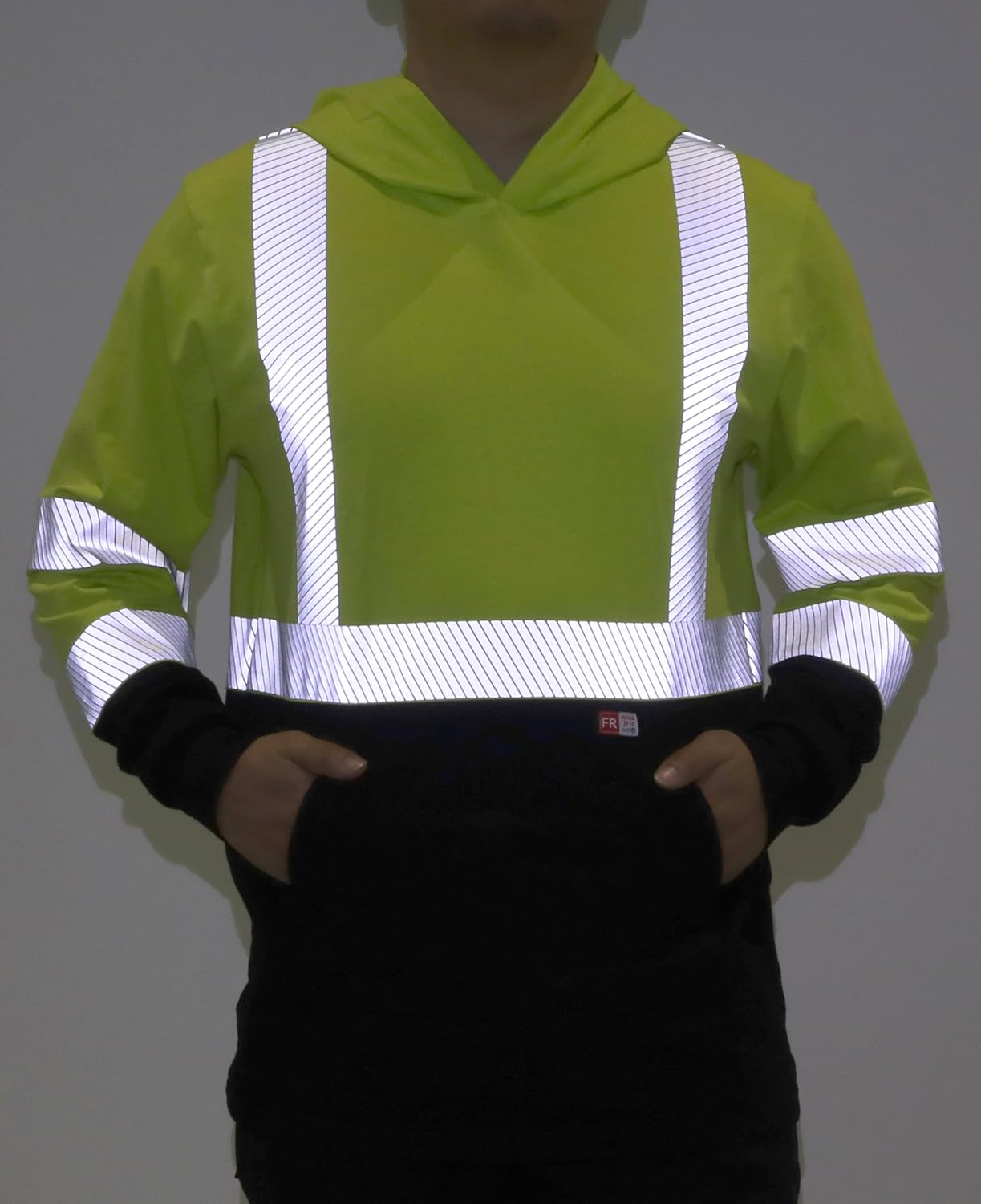 TICOMELA FR Shirts Pullover High Visibility 6oz Lightweight Hi vis Flame Resistant Reflective Hooded Work Shirt - Image 3