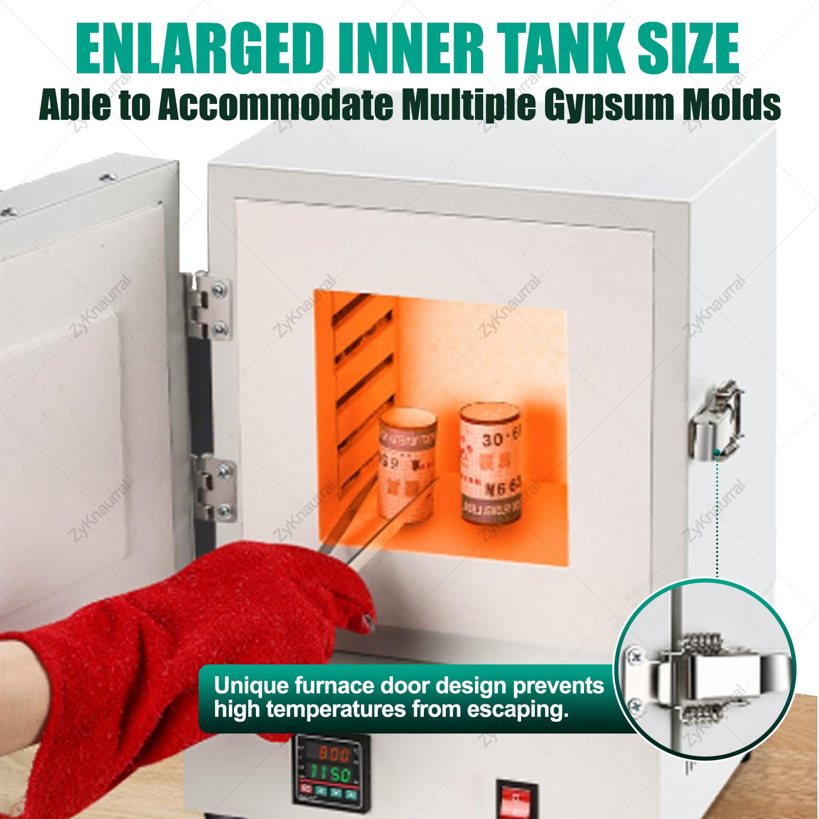 Horno de mufla eléctrico 2000W - Horno de mufla de alta temperatura de 1150 °C para laboratorio, producción industrial y procesamiento de joyería, horno de calcinación compacto de sobremesa con c