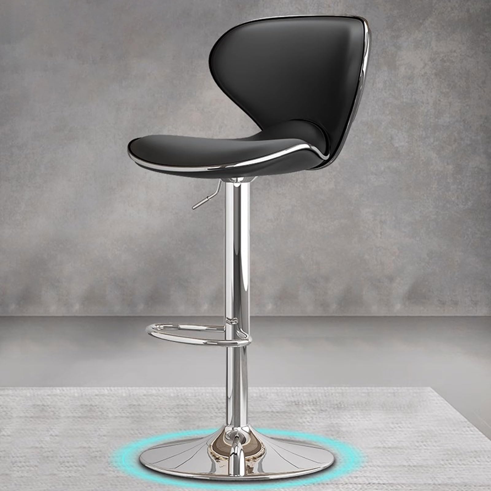 Tabouret de bar pivotant réglable simili cuir avec dossier et repose-pieds de cuisine