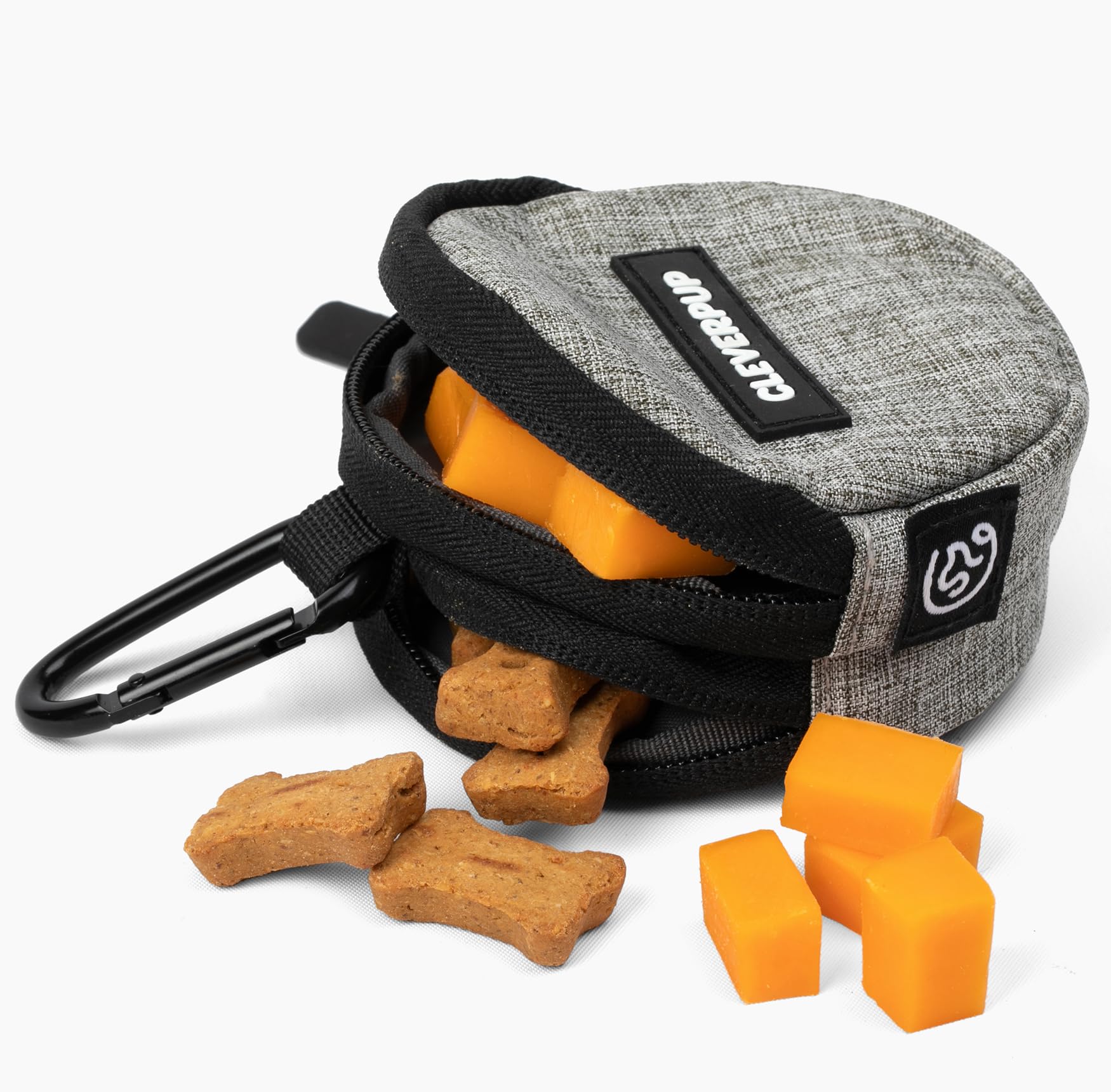 Cleverpup, Snackpack Double Insulated Dog Treat Pouch - Holds 1.5 Cups - Dog Training and Walks Snack Bag, Two Pockets for Dry or Wet Treats, Attaches