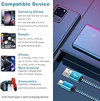 Vista 5 de Para Samsung S26+ S26, cable USB tipo C rápido de 6 pies para Samsung Galaxy S26 S25 Edge Plus Ultra S24 FE, S23 S22 S21 Ultra S21+ S20 FE 5G S10