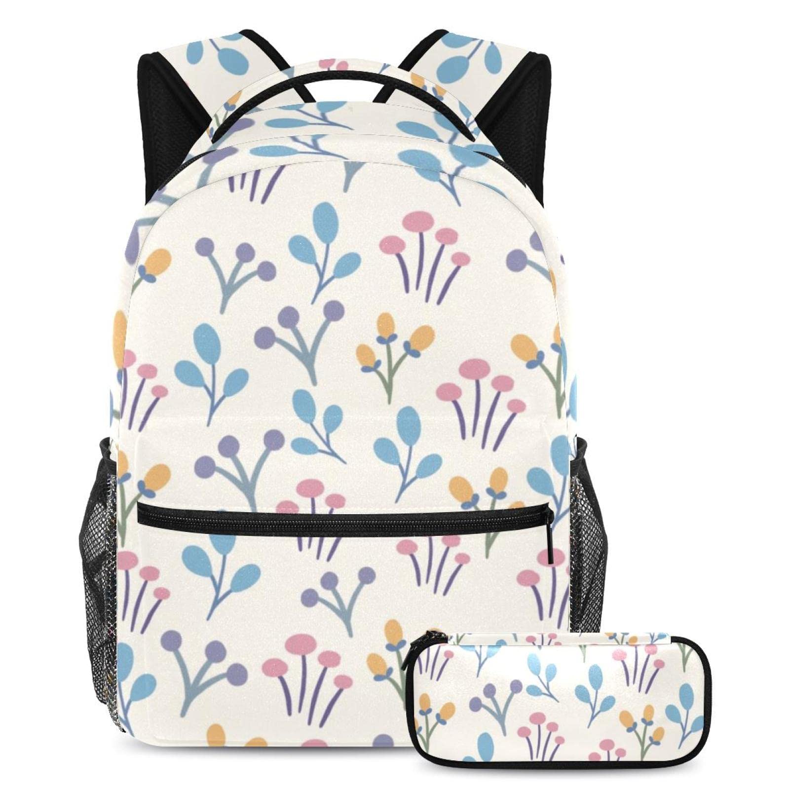 Sac à dos à fleurs imperméable et résistant avec trousse scolaire - 7
