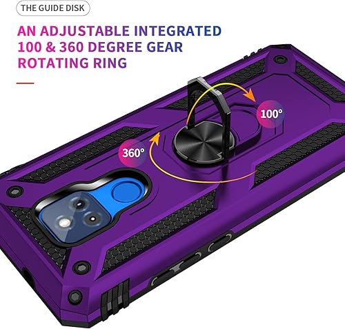 Miniatura 6 de Funda compatible con Moto G Play, con protector de pantalla HD, grado militar, soporte para automóvil, soporte híbrido de policarbonato duro, TPU