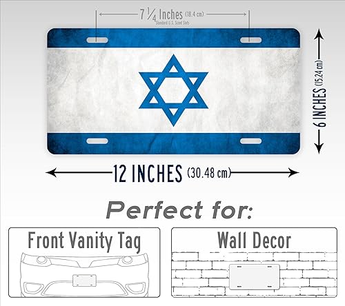 Miniatura 2 de Placa de matrícula de la bandera de Israel Etiqueta de automóvil de la estrella de David israelí