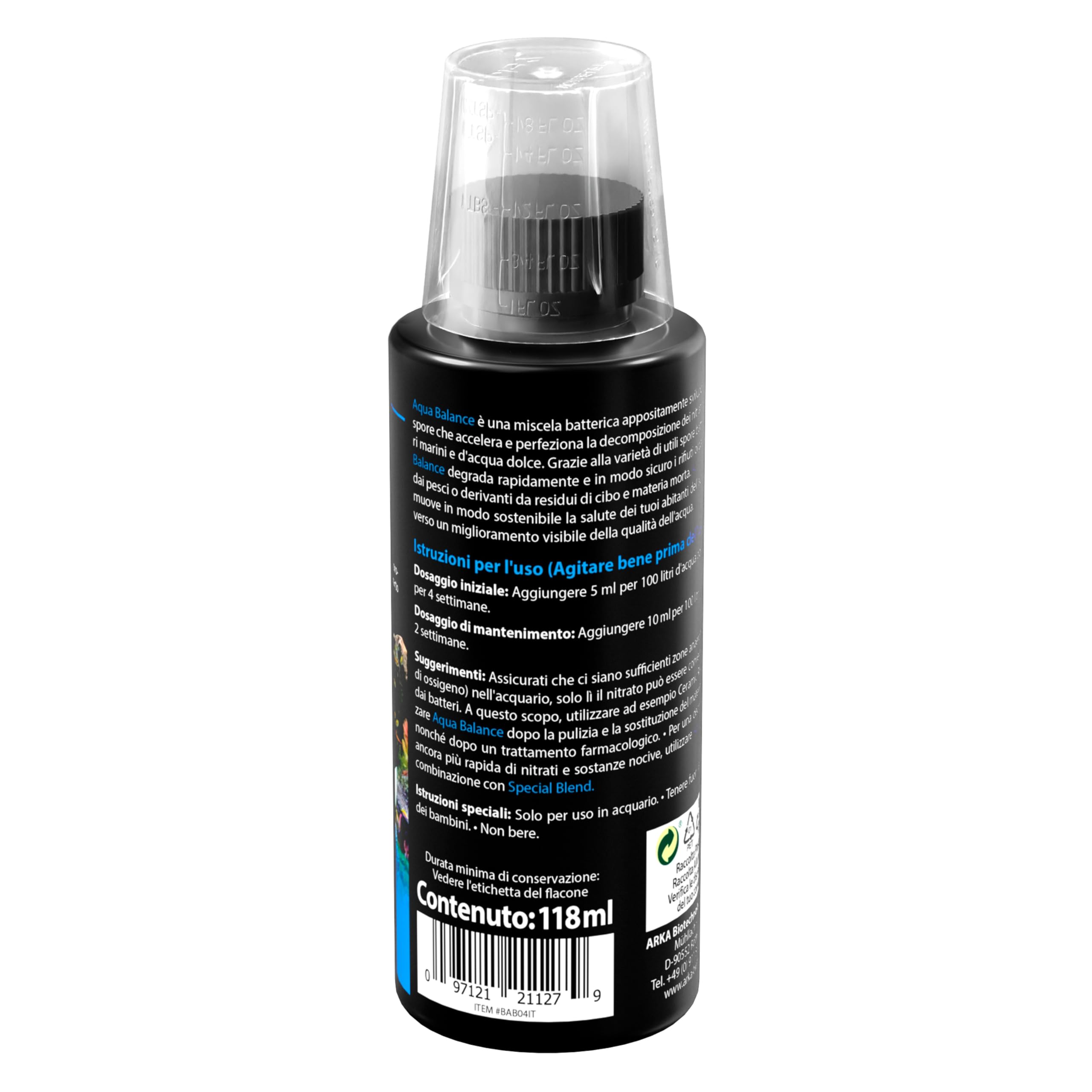 Elimina nitrati acquario 118 ml – MICROBE-LIFT Aqua Balance – contro torbidità e alghe – batteri vivi naturali – migliora equilibrio biologico – per nano acquari, dolce e marino – ARKA