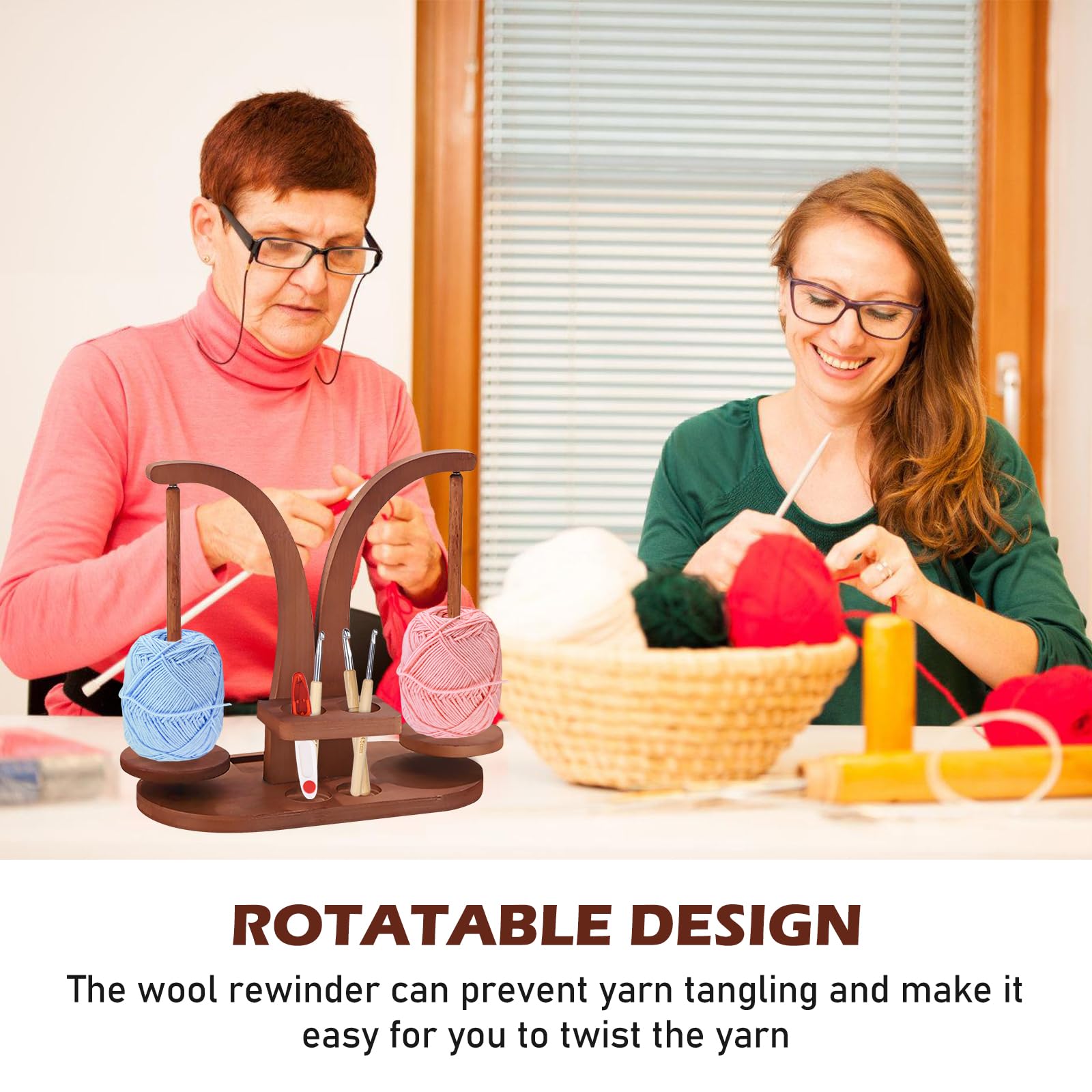 SUNOYA Yarn Winder - Avvolgitore per lana magnetico, supporto per gomitoli di lana, supporto per rotolo di filato, supporto per lana, doppio involucro per uncinetto e maglia