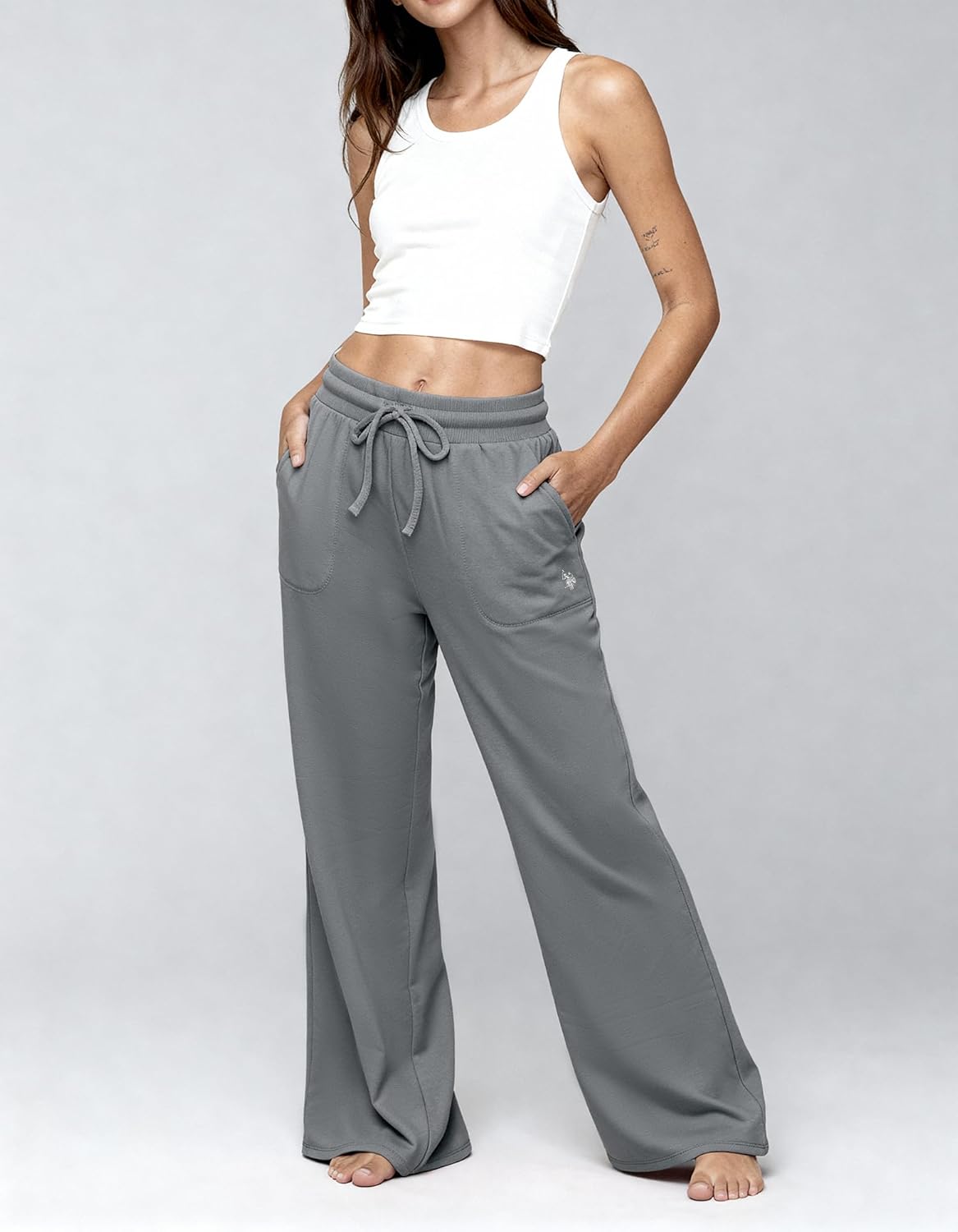 U.S. Polo Assn. Women's Wide Leg Sweatpants, Fleece-Backed Valentines Gifts for Her - Image 6