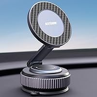 Vista 1 de Magnetic Car Phone Holder for Magsafe, Alloy 360° Folding Cell Car Phone Mount with Ultra Stable Suction Cup and Reusable Gel, Dashboard Windshield