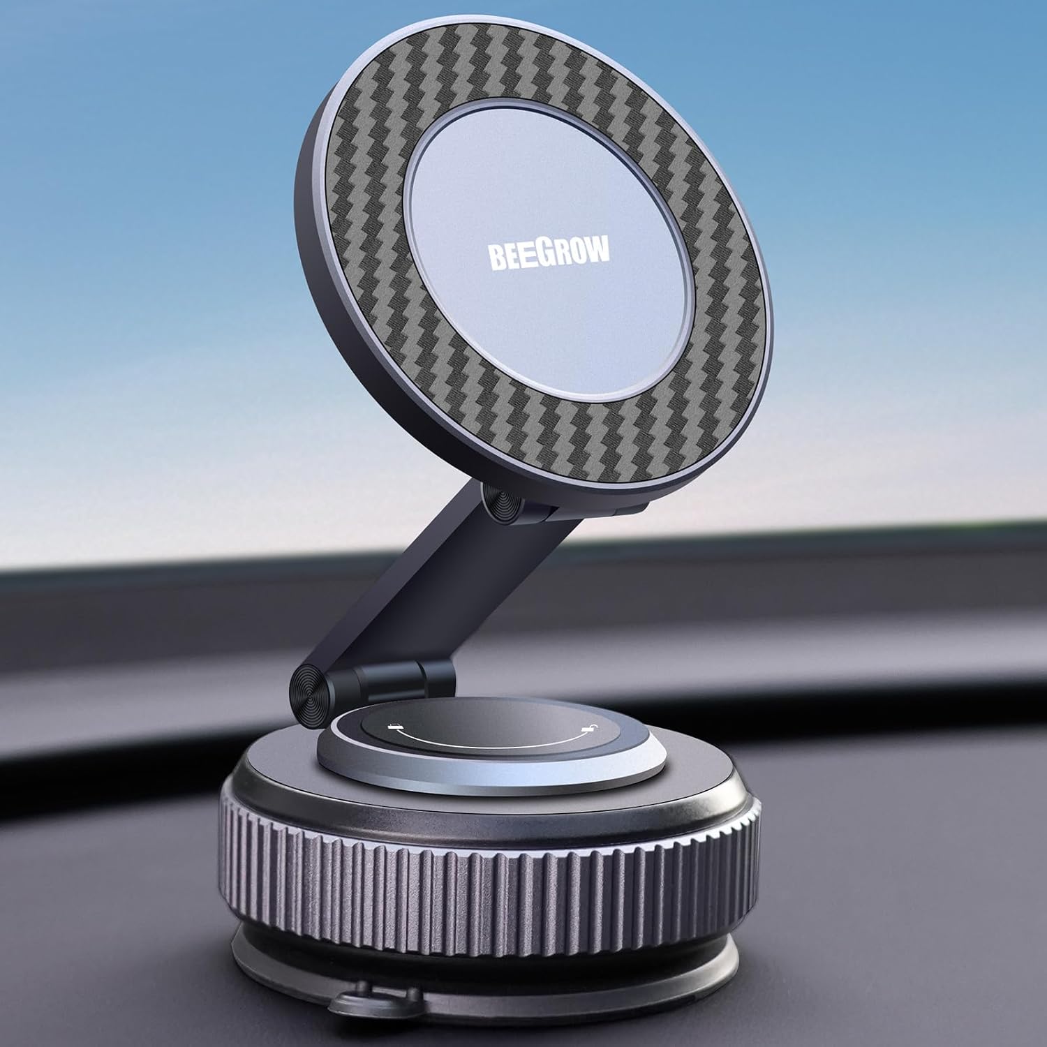 Magnetic Car Phone Holder for Magsafe Alloy 360 Folding Cell Car Phone Mount with Ultra Stable Suction Cup