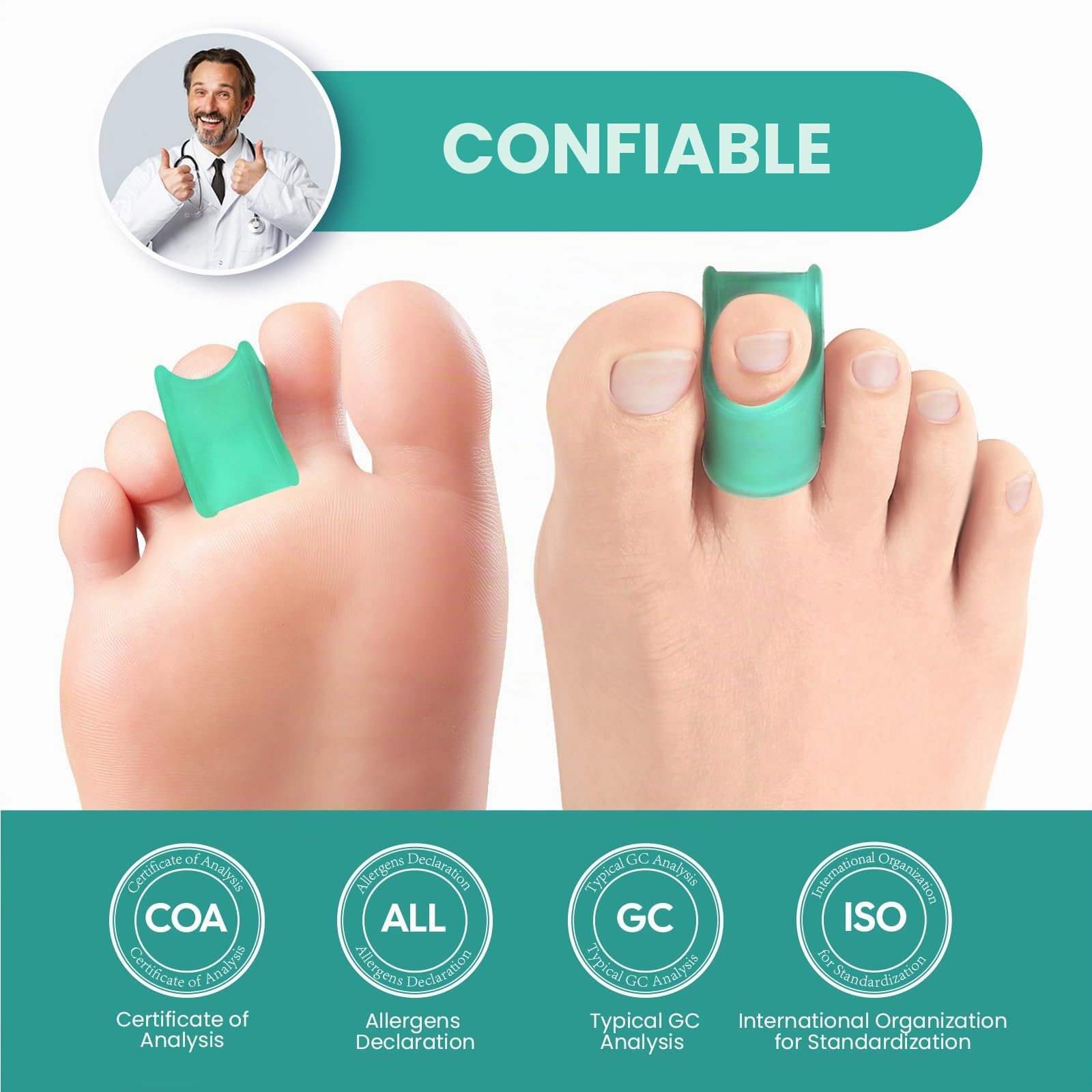 Hammertoe Corrector 6 Pack Toe Splints Soft Gel Toe Straighteners for Men Women 3 Sizes Green