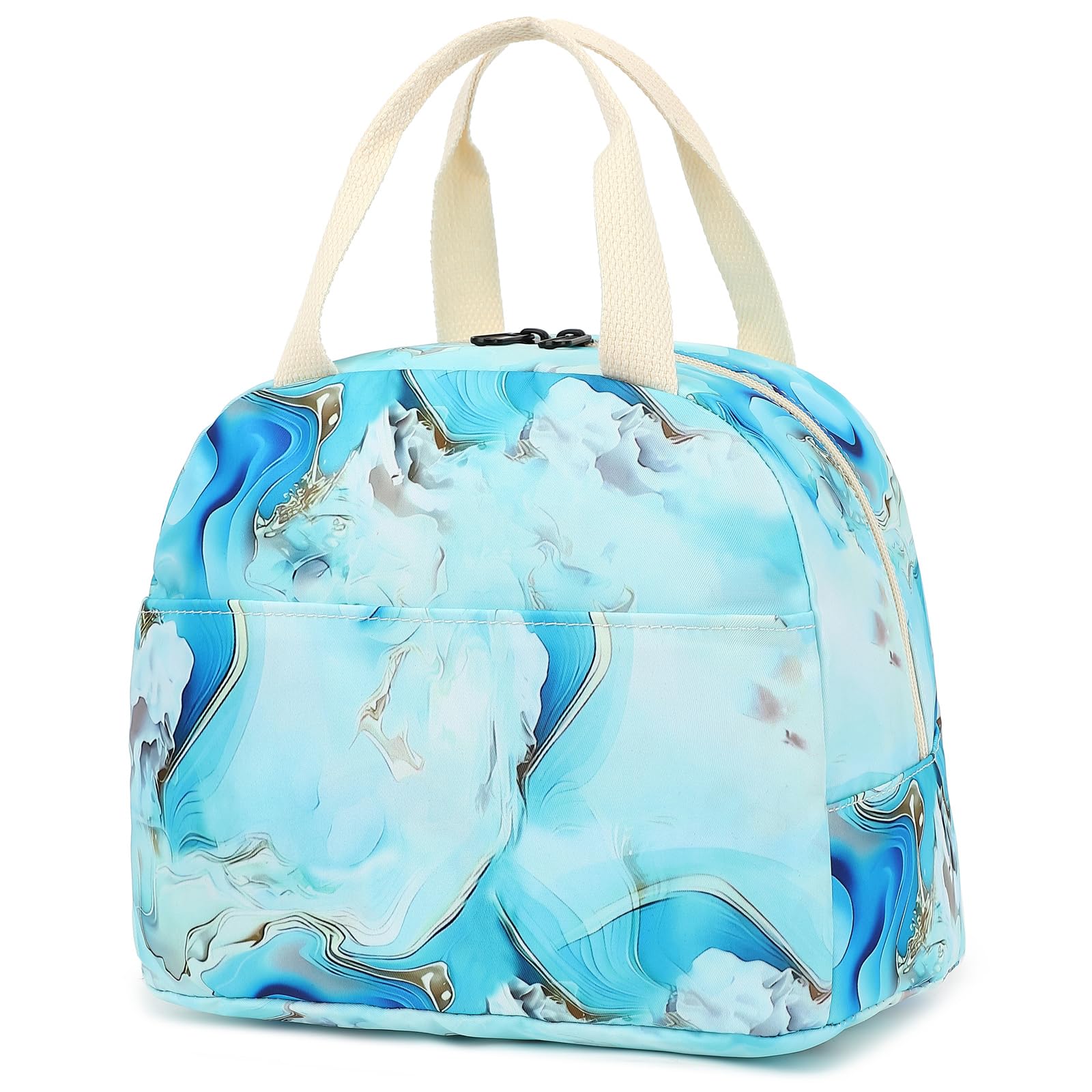 Marble Insulated Lunch Bag for Women Grils, Reusable Tote Lunch Box for Work School Picnic Travel (Green)