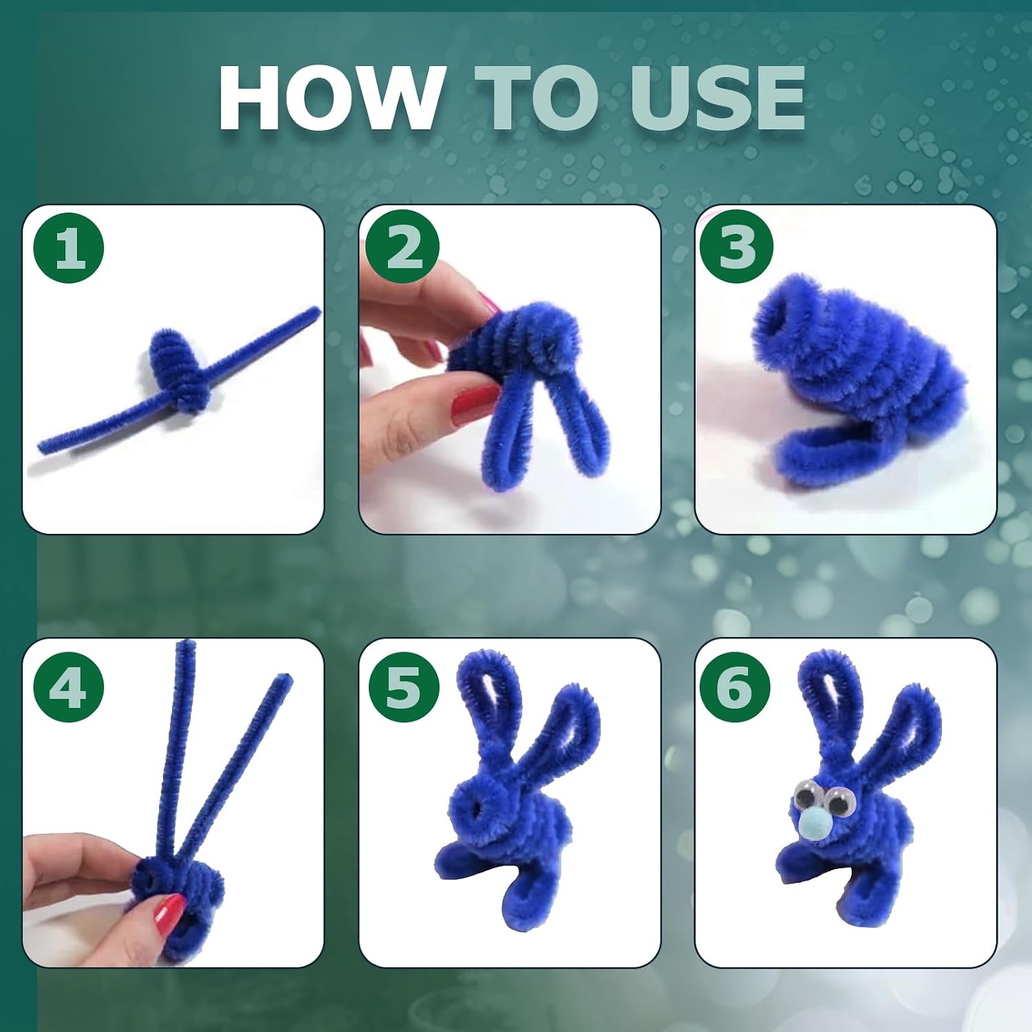 Uenhoy 100 Pcs Pipe Cleaners Chenille Stems, Green Pipe Cleaner Craft Supplies, DIY Craft Fuzzy Sticks for DIY Art Project and Creative Handmade, 6mm x 12 Inch