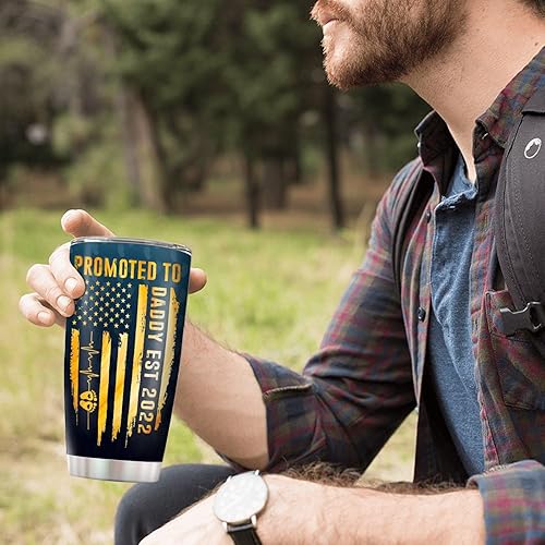 Miniatura 4 de Vaso de 20 onzas con aislamiento duradero de acero inoxidable para el Día del Padre Promoted To Daddy 2023, para acampar o viajar, con aislamiento