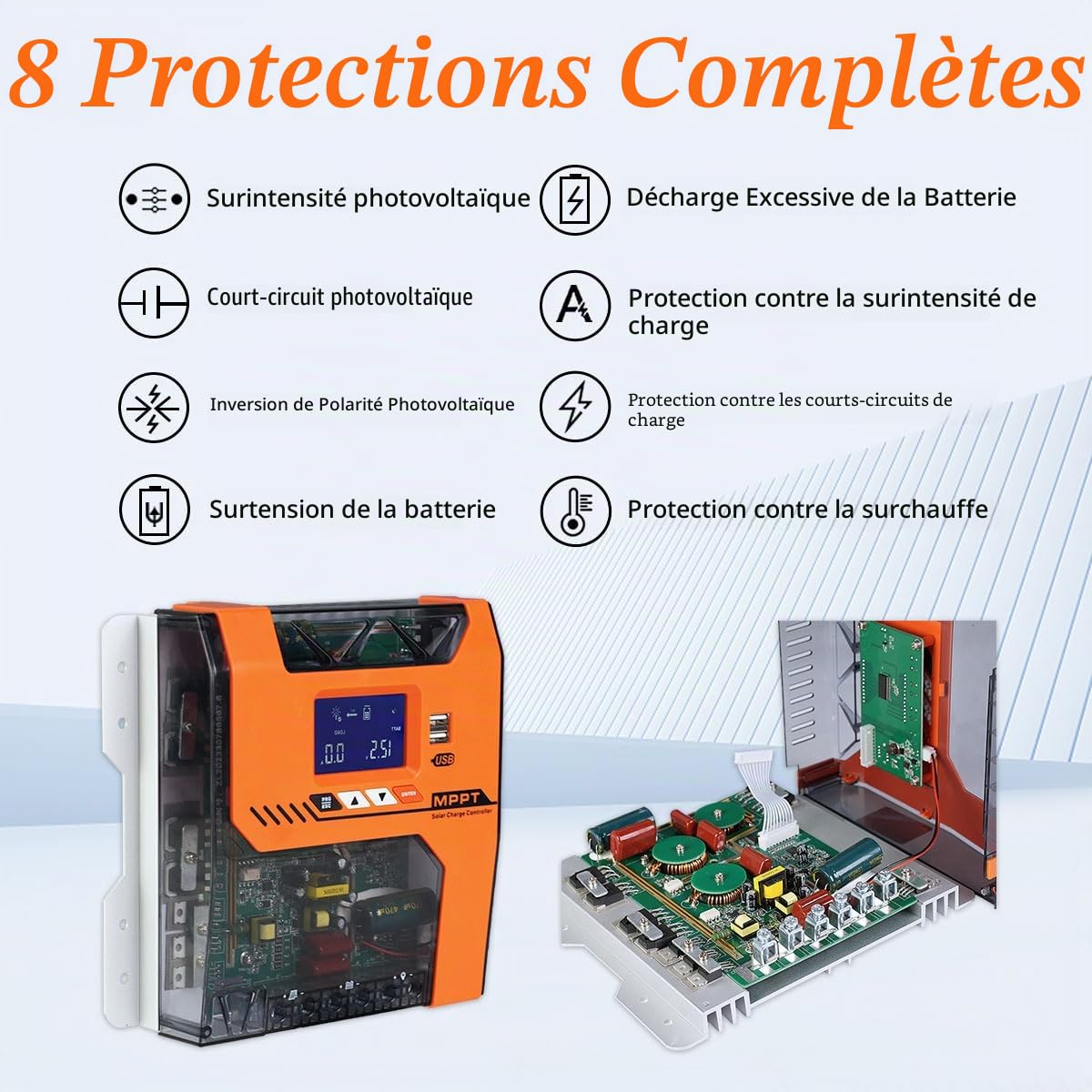 Y&H MPPT Contrôleur de chargeur solaire 40A 12V 24V 36V 48V Panneau solaire Régulateur d'entrée PV Max 150 VDC Fonctionne avec AGM, gel, Flooded et Lithium