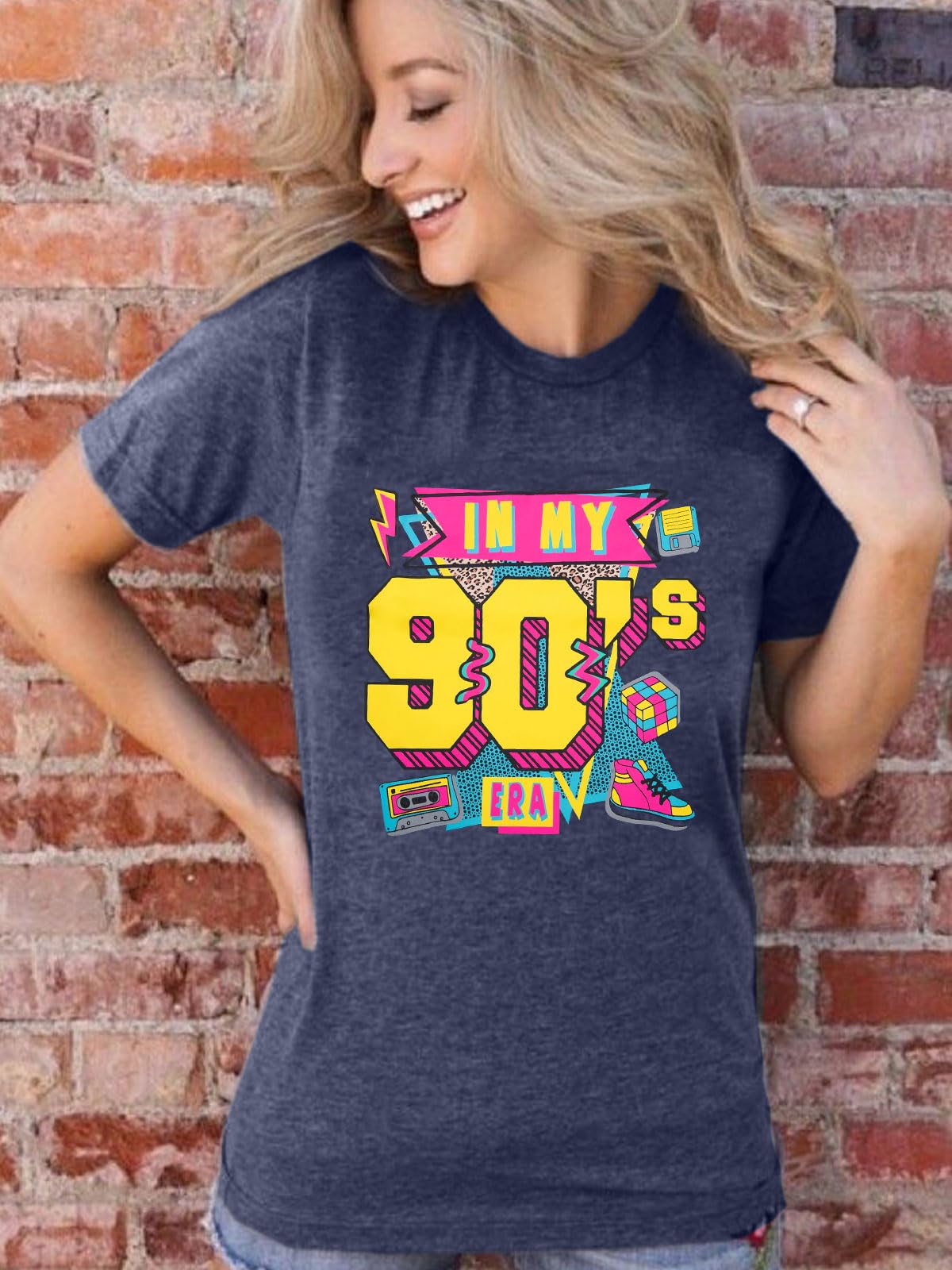 Camicie da donna anni '80 T-shirt grafica vintage neon camicie in My 80s Era Shirt Casual anni '80 anni '90 vestiti per feste