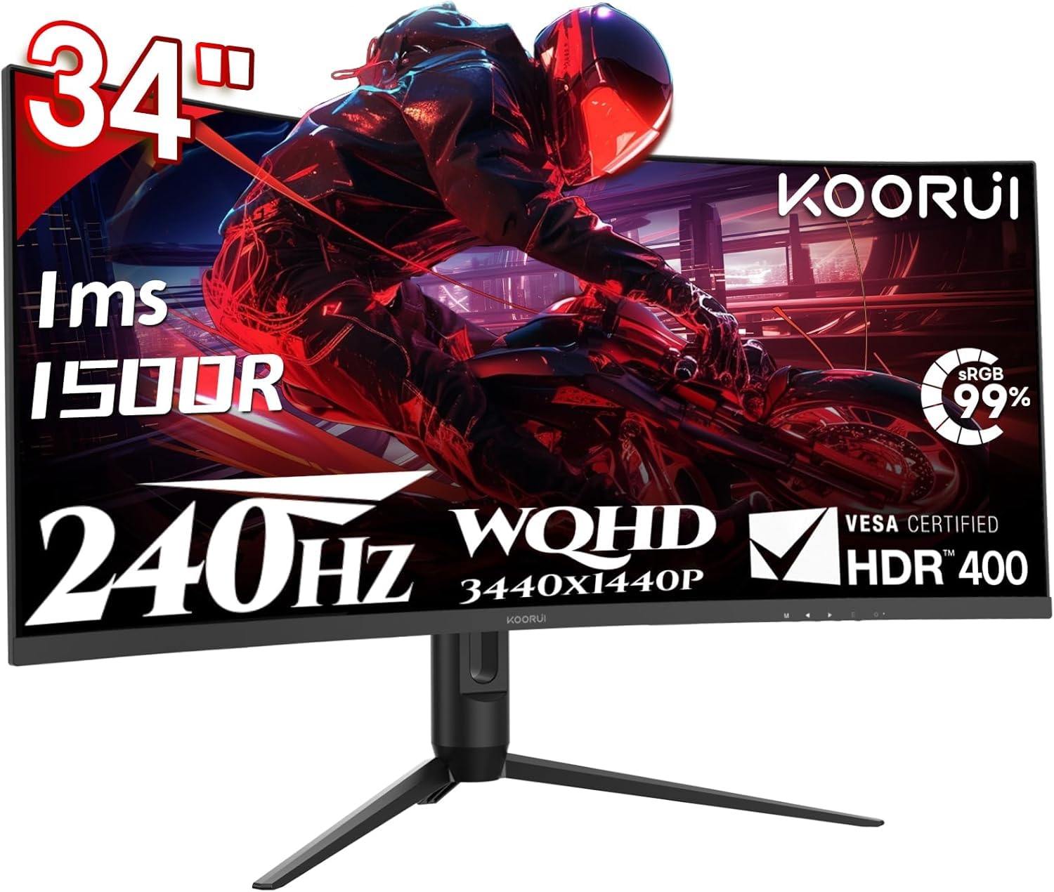 KOORUI 34 VA R1500 WQHD 240 Hz HDR400 monitor gier PC
