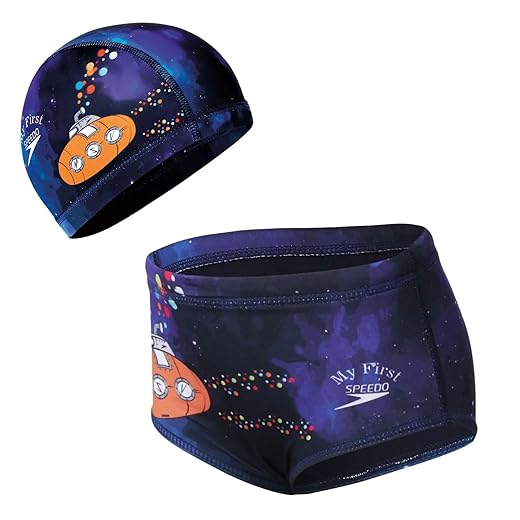 Sunga Tradicional Galaxy com Touca Sublimada Submarine Proteção UV50+ BEBÊ INFANTIL Speedo
