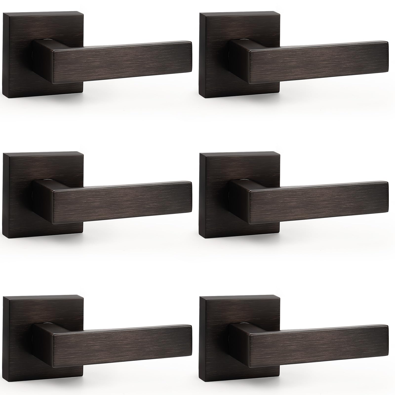 Poignées de porte bronze huilé Probrico demi leviers factices carrés modern