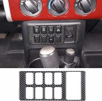Soft Carbon Fiber Center Console Auxiliary System Button Panel Trim Cover Fit for Toyot@ FJ Cruiser 2007-2021, Air Conditioner Switch Panel Trim Sticker Accessories Black