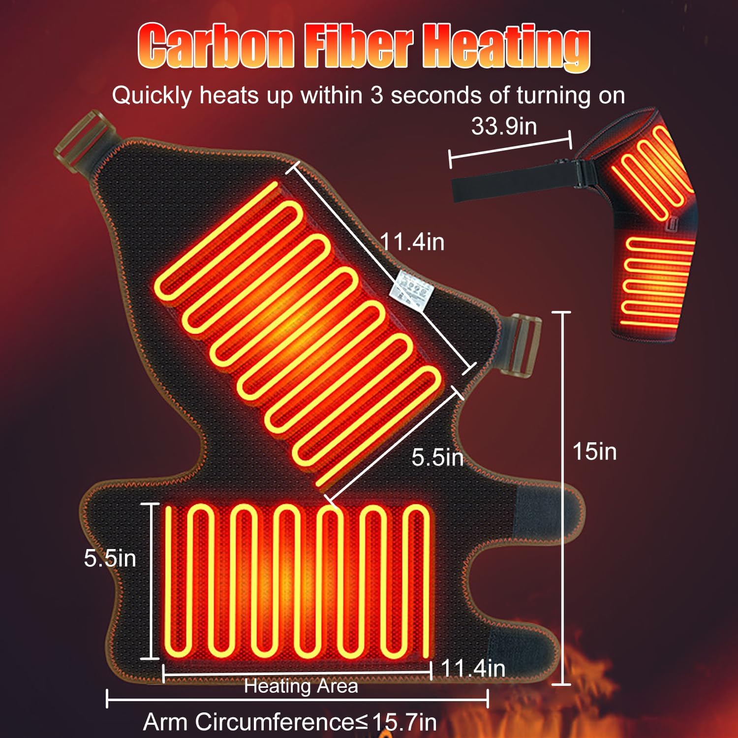 WOOLALA Heated Shoulder Brace with Massager - Electric Heating Pad for Shoulder Pain Relief & Upper Arm Muscle, Portable Heated Wrap