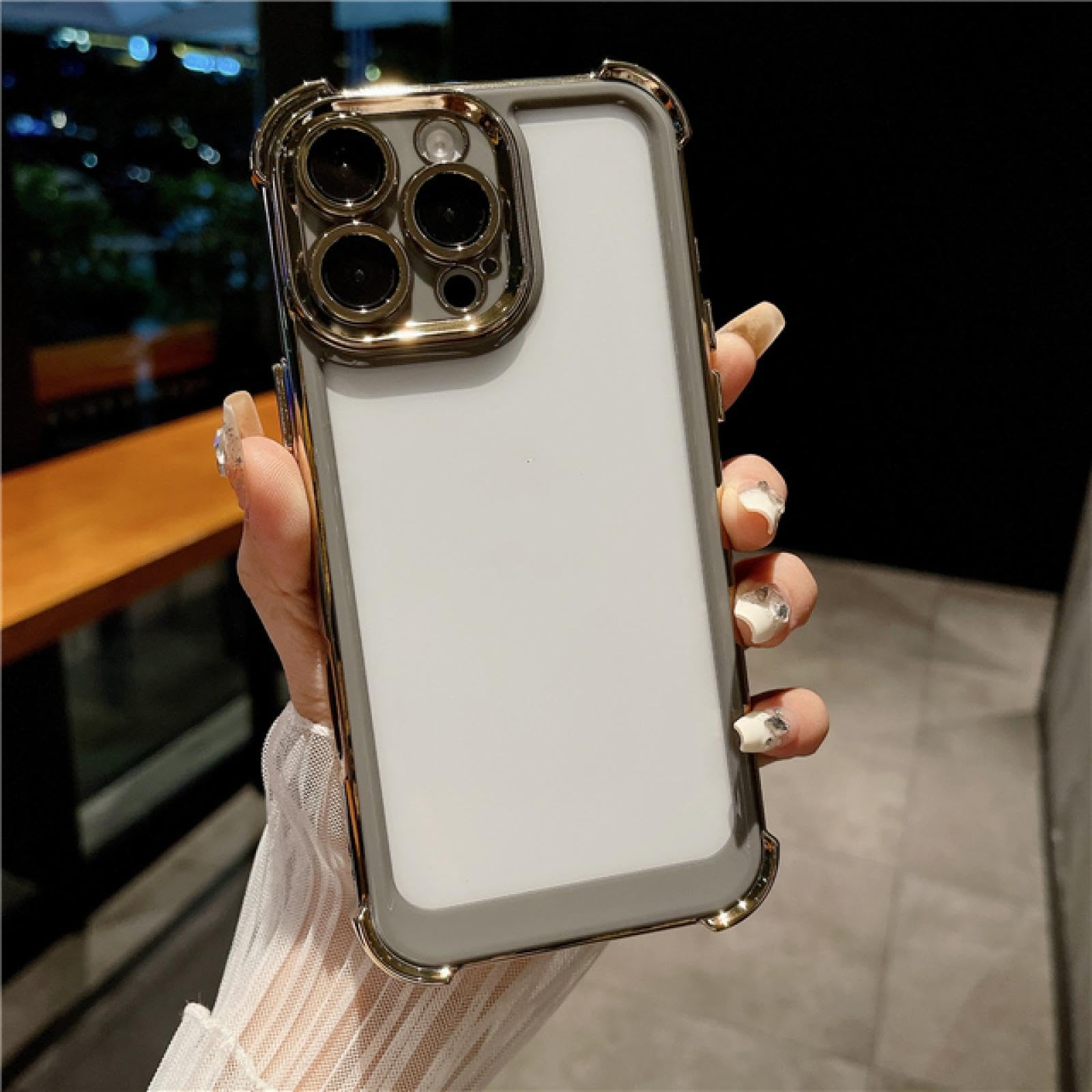 Coque de protection transparente objectif iPhone 14 Pro cadre souple Gary anti-jaunissement