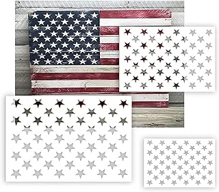 American Flag 50 Star Stencil Template, Reusable Starfield Stencil 6 Pack(3 Sizes) for Painting on Wood, Fabric, Paper, Airbrush, Glass and Wall Art, DIY Crafts Design,American Flag Projects