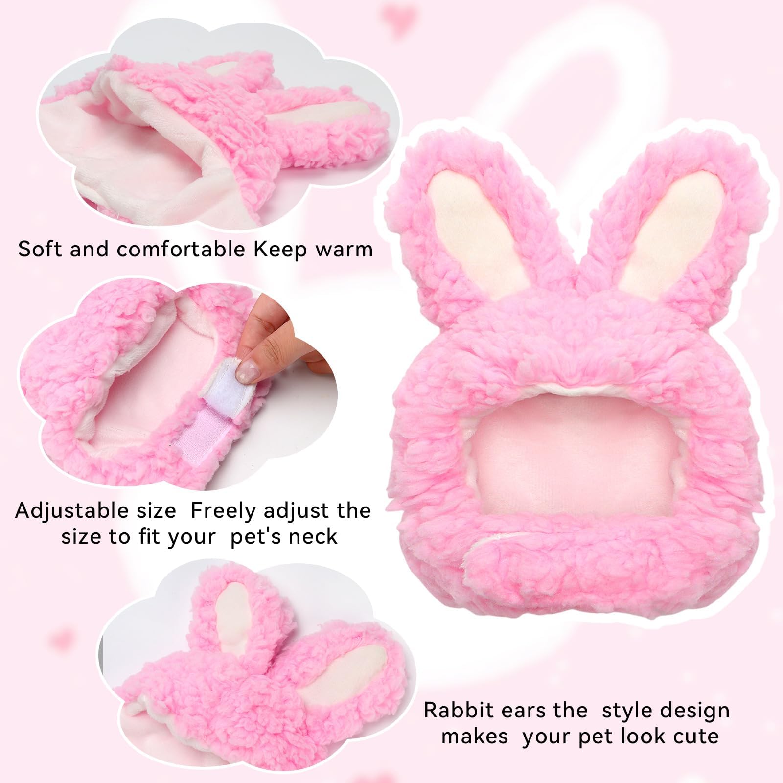 Disfraz de Gato Orejas de Conejo, Gorro para Mascotas Pascua, Apto para Gatos y Perros Pequeños (Rosa)