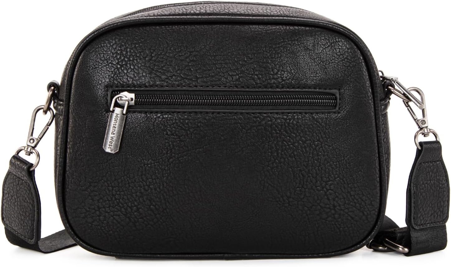 Montana West Small Crossbody Bags for Women Cow Print Purse Triple Zip Shoulder Handbags with Wide Strap - Image 5