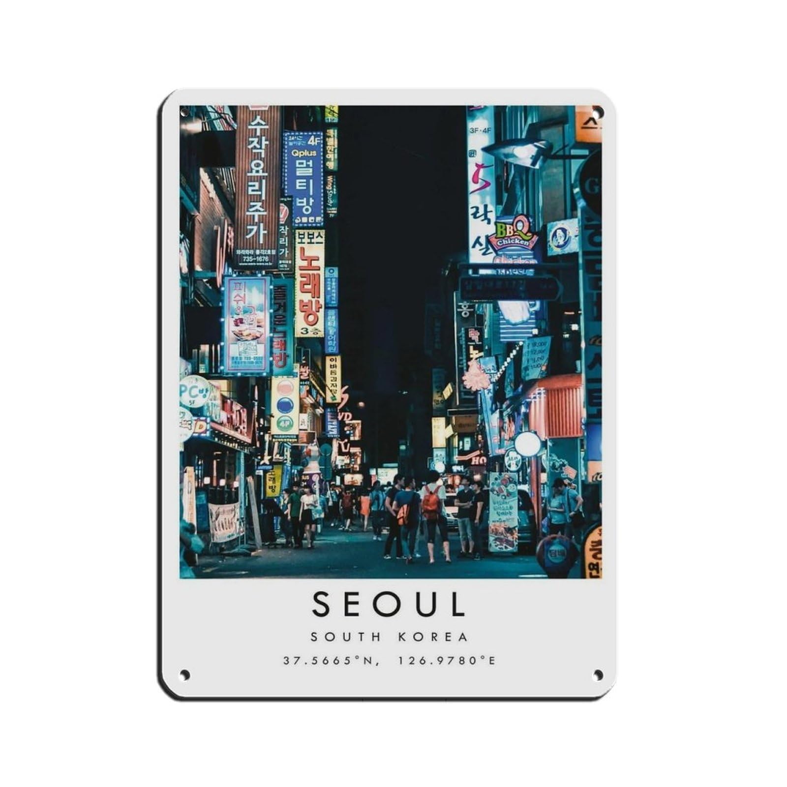 Seoul Travel, South Korea Poster Retro Poster Metal Tin Sign Chic Art Retro Iron Painting Bar People Cave Cafe Family Garage Poster Wall Decoration 12x16inch(30x40cm)