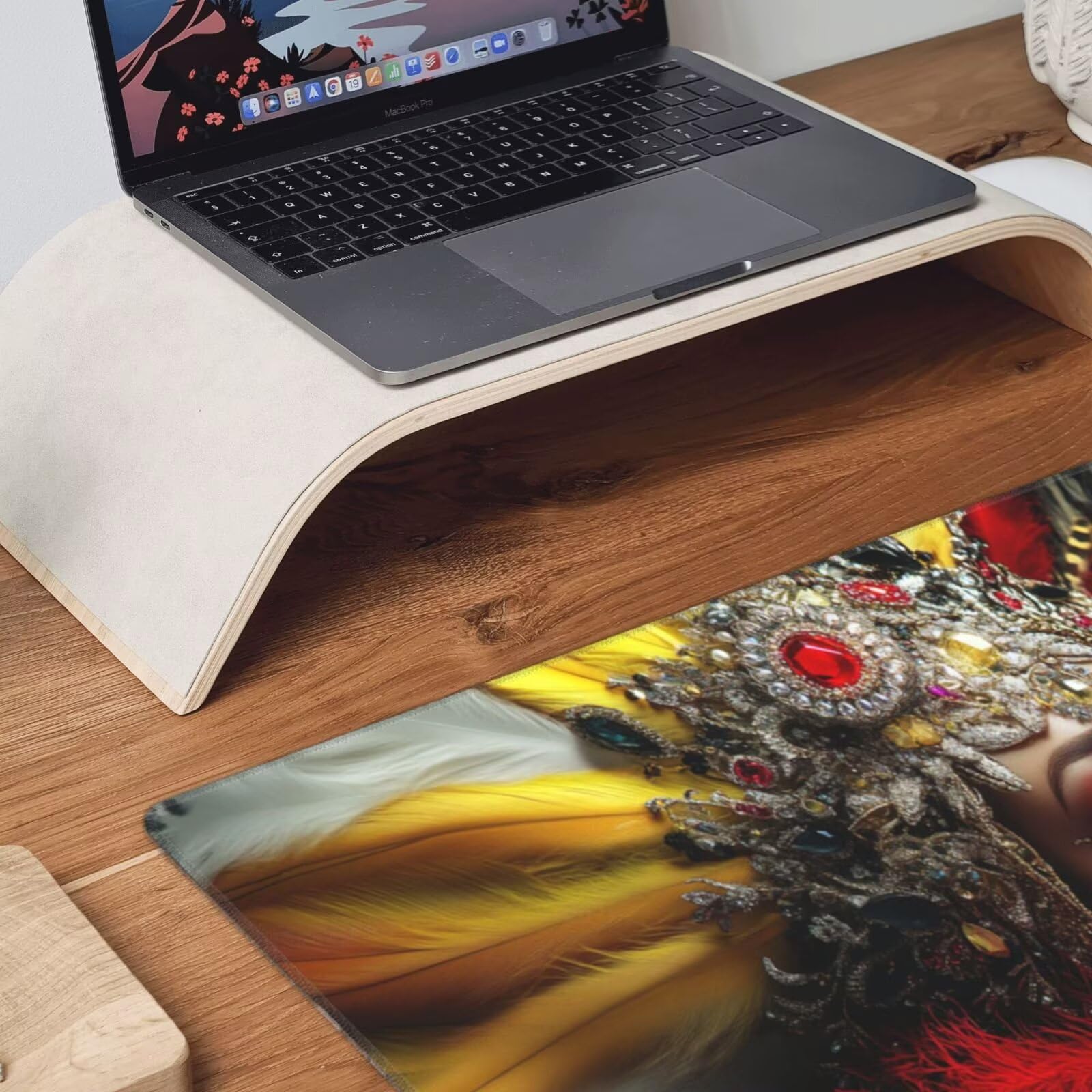Podkładka pod mysz z piór XXL Damska mata na biurko 1600 x 800 x 3 mm zmywalna podkładka do gier na laptopa, z antypoślizgową gumową podstawą do gier, PC, pracowników biurowych Y1499