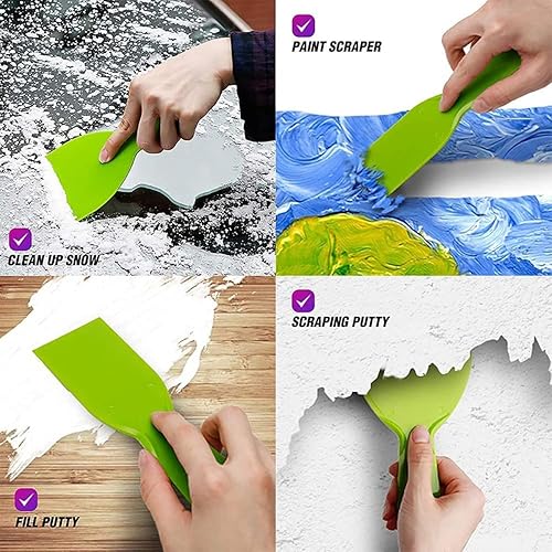 Miniatura 6 de 5 espátulas de masilla flexibles de plástico de 8 pulgadas, paquete de gran tamaño, desechable, herramienta de raspador de pintura de plástico