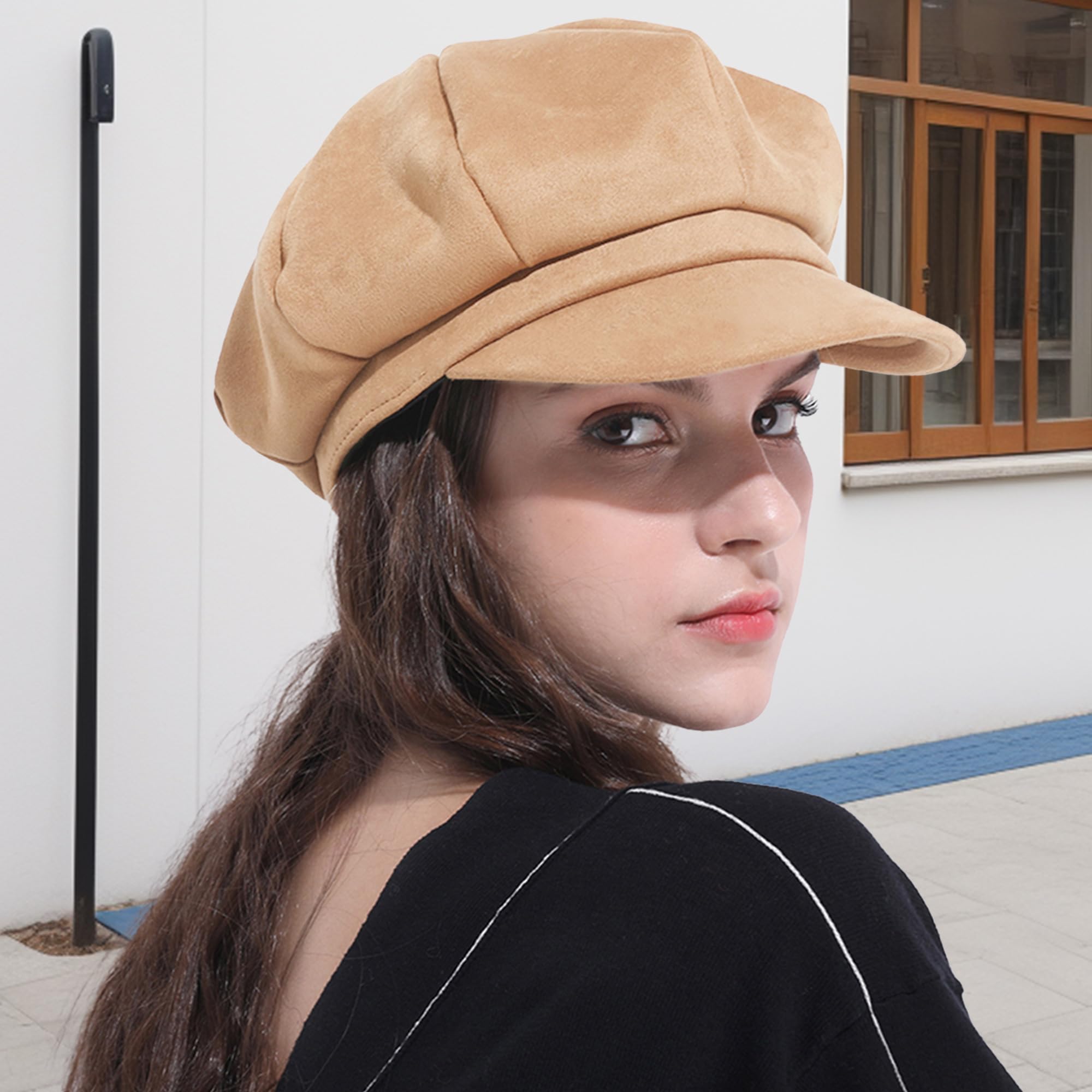 Elegante Mujer Gorra Boina Primavera Otoño Invierno Viajar Vacaciones Compras Ocio Beret Gorra de Boina Ajustable 54-60CM Cómodo Mujer Sombrero Octogonal