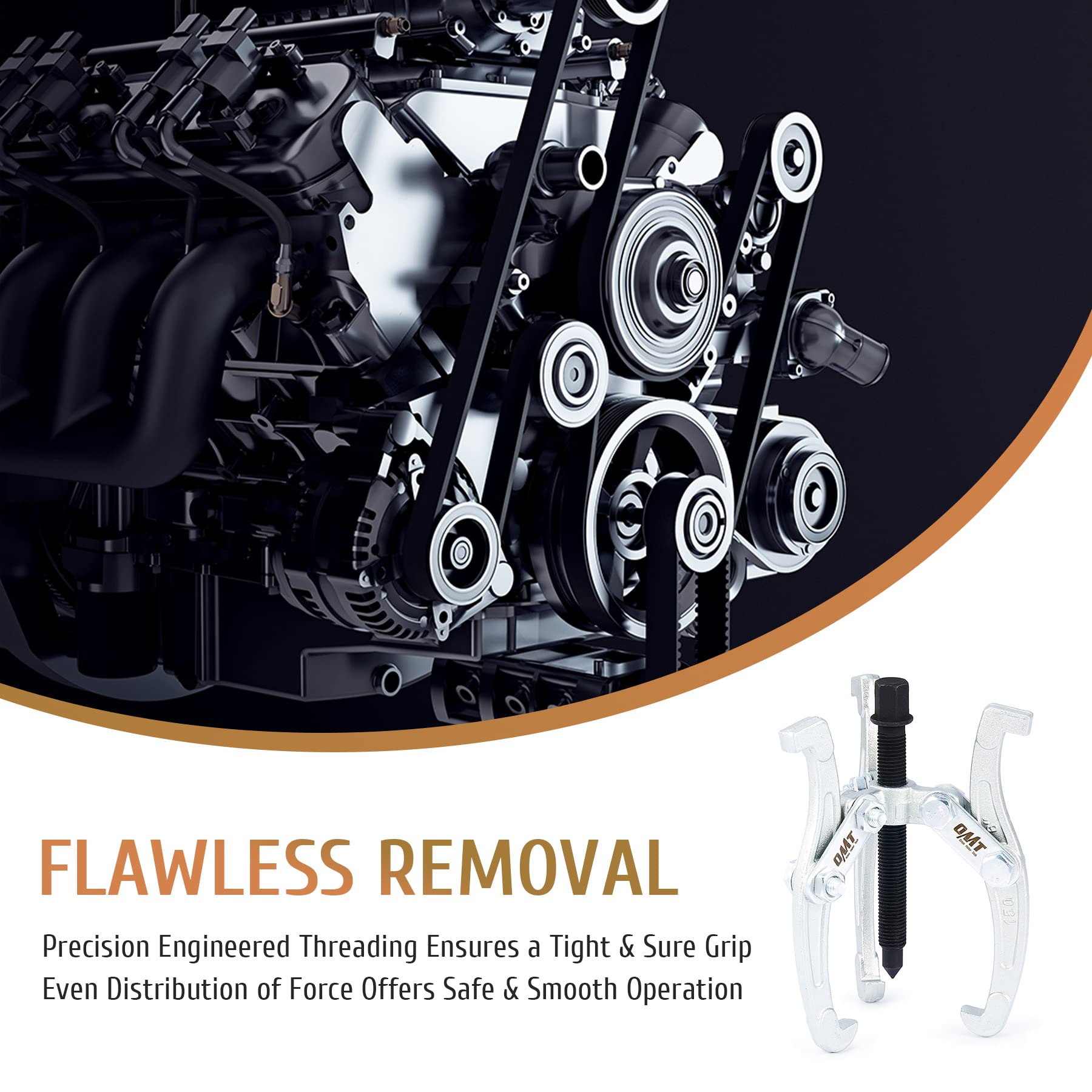 Orion Motor Tech 3" 4" 6" 8" 3-Jaw Gear Puller Set for Removal of Bearings Pulleys Flywheels