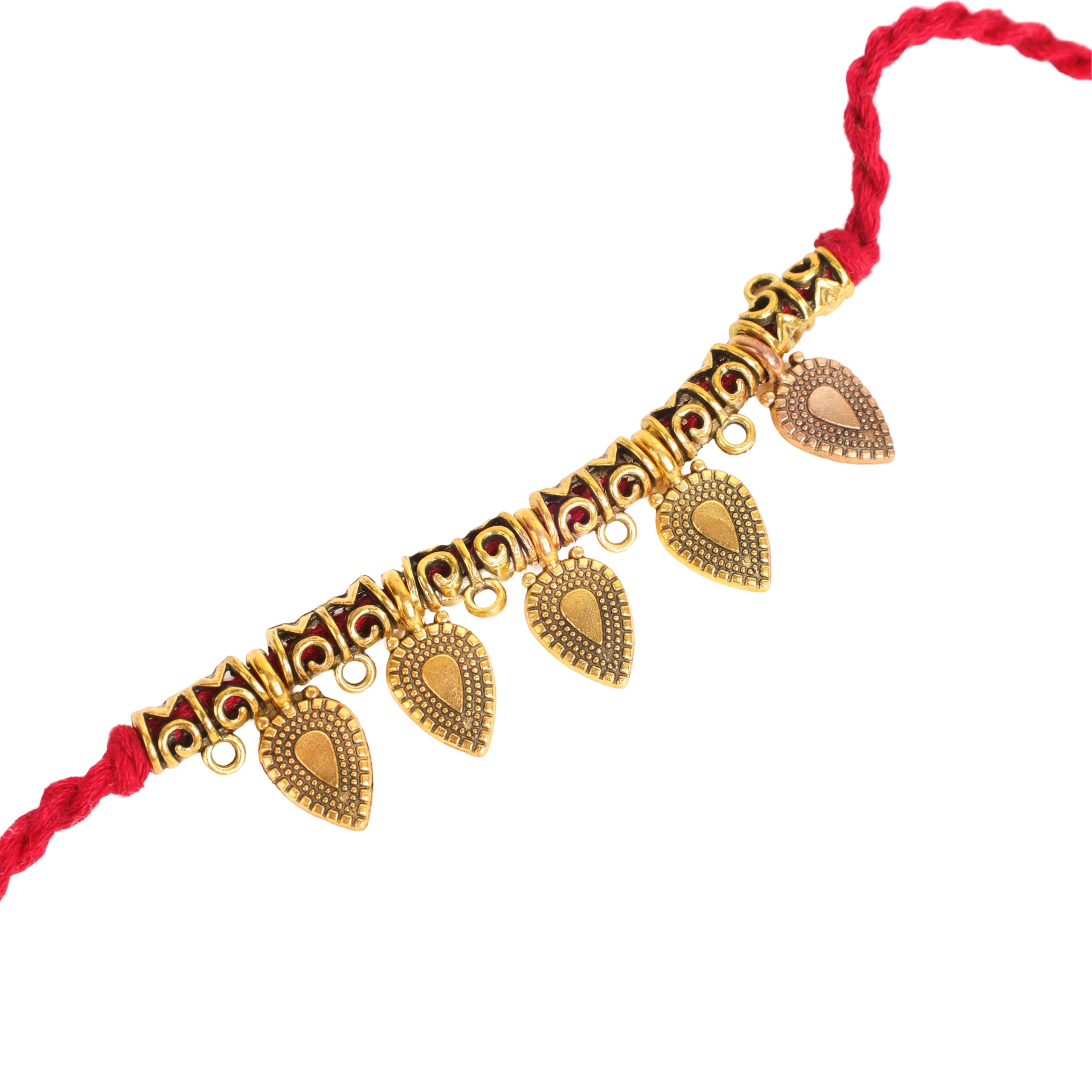 Golden Leaf Charm Rakhi for Sister, Bhabhi Girls with Tika and Greeting Cards - Rakshabandhan Rakhi for Celebration (B0D8H95H6W) Amazon Price History, Amazon Price Tracker