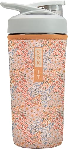 Miniatura 28 de Funda aislante de neopreno para botella mezcladora de proteínas Sok It BotlSok (Jardín inglés de picnic, se ajusta a botella mezcladora de 28 oz)