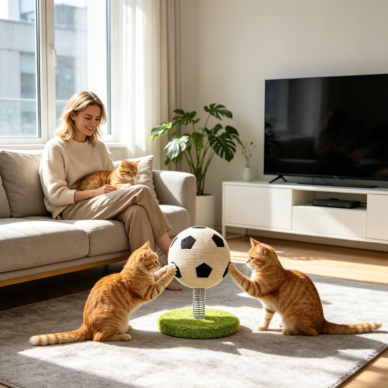 Katzenkratzball Kratz-Fußball Zur Bereicherung Von Haustieren | Katzen Unterhaltungsball Für Tägliches Training Stressabbau Und Unterhaltung Im Eigenen Zuhause Drinnen Wie Draußen